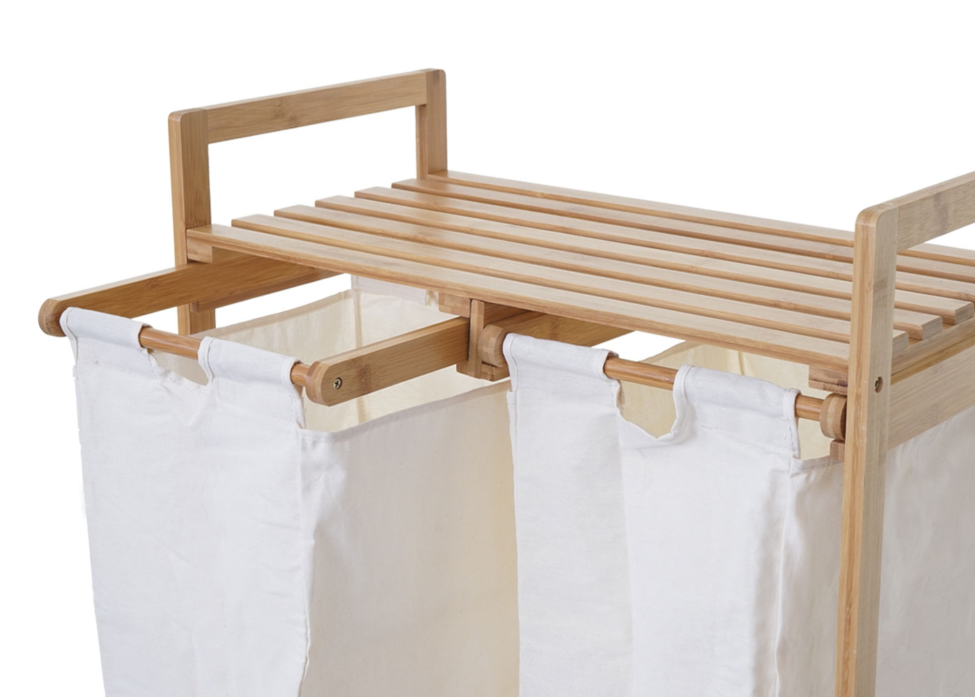 Wschesammler MCW-B83, Laundry Wschesortierer Wschekorb Wschebehlter,  Bambus 2 Fcher 74x64x33cm 70l ~ wei bei Marktkauf online bestellen
