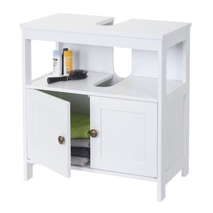 Waschbeckenunterschrank MCW-B63, Badschrank Badezimmer Unterschrank Waschtischunterschrank, 60x60x30cm ~ weiß 