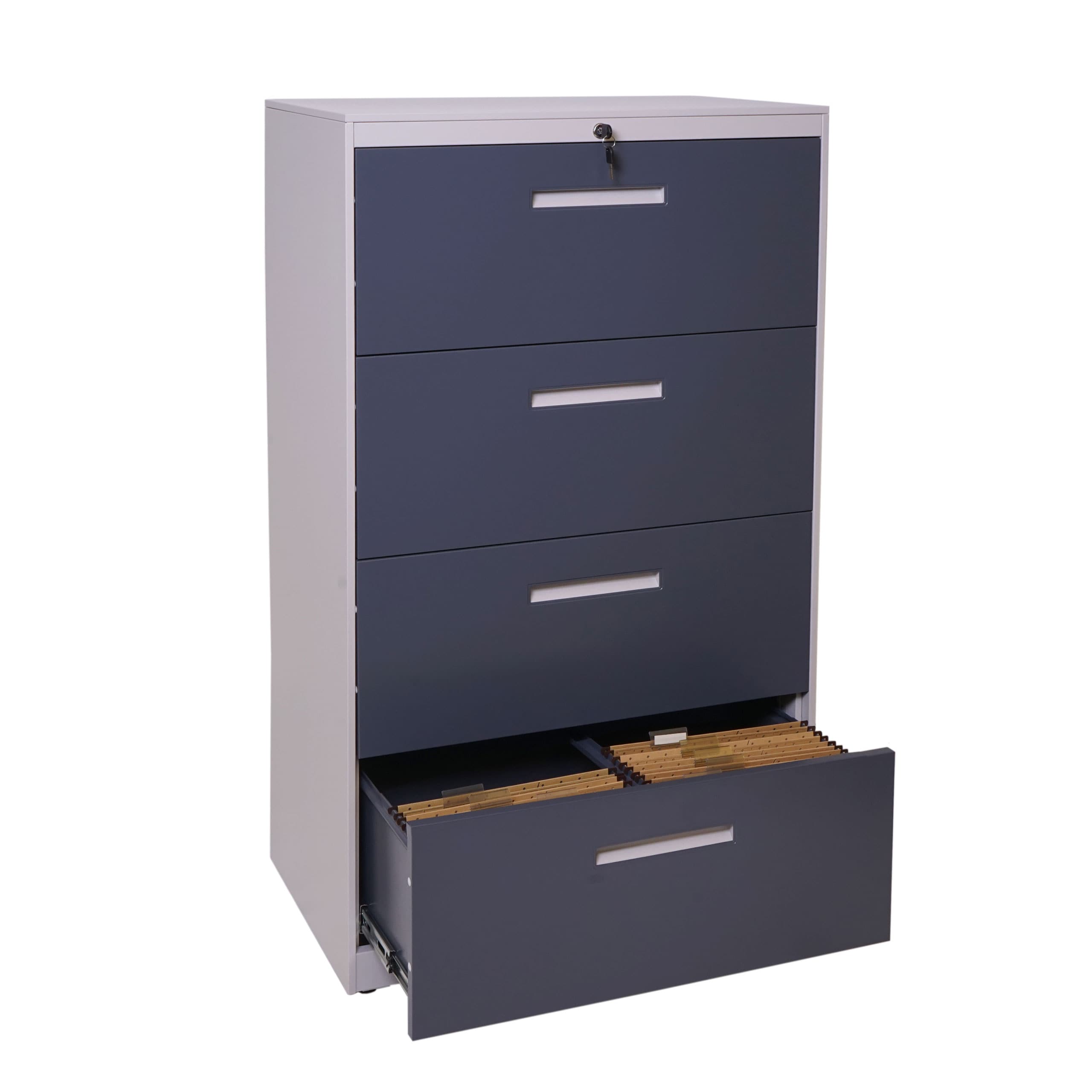 H&auml;ngeregisterschrank MCW-A10, Aktenschrank B&uuml;roschrank Stahlschrank, A4 abschlie&szlig;bar ~ 132x76x46cm grau-dunkelgrau 