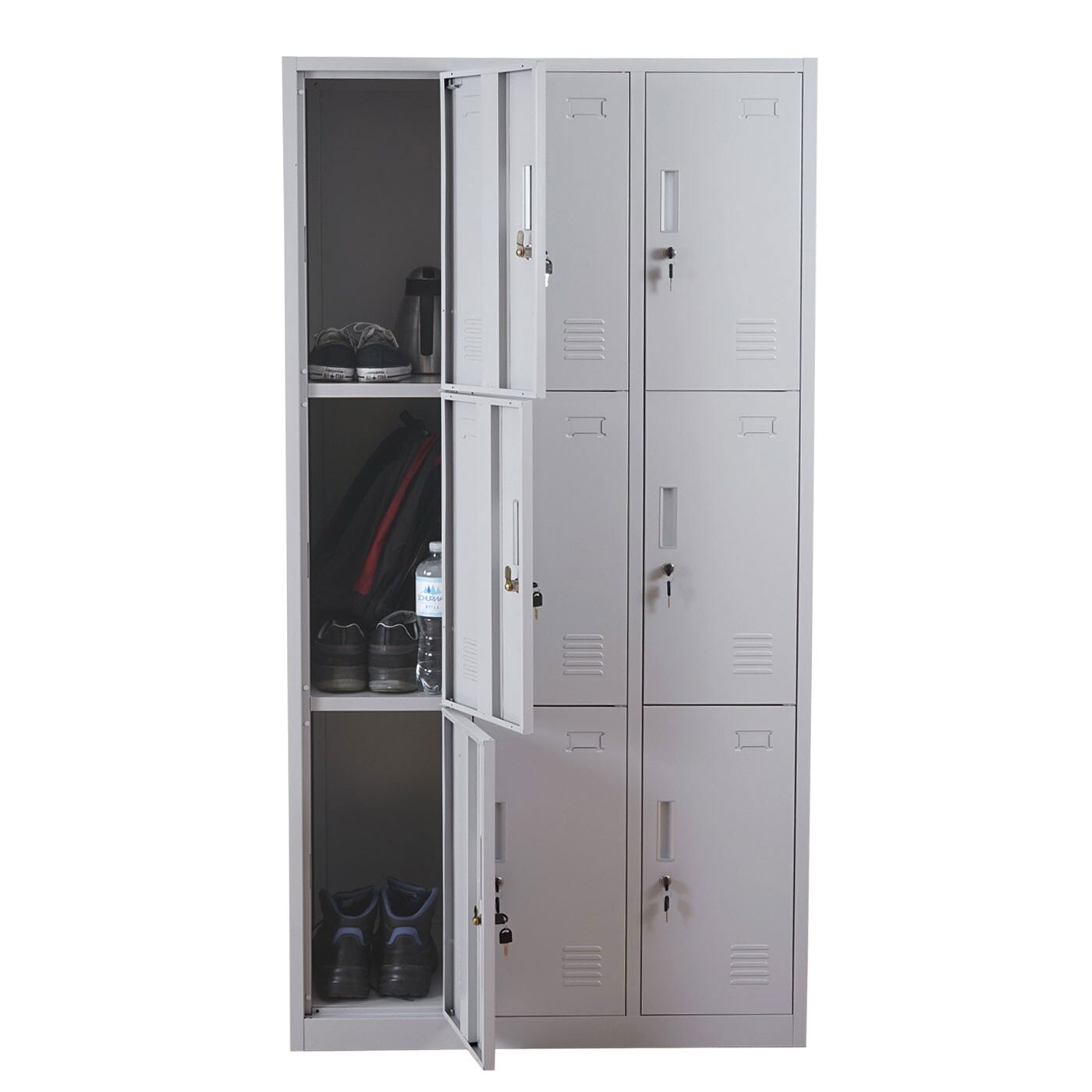 Schlie&szlig;fach Preston T829, Schlie&szlig;fachschrank Wertfachschrank Spind, Metall 9 F&auml;cher, grau 