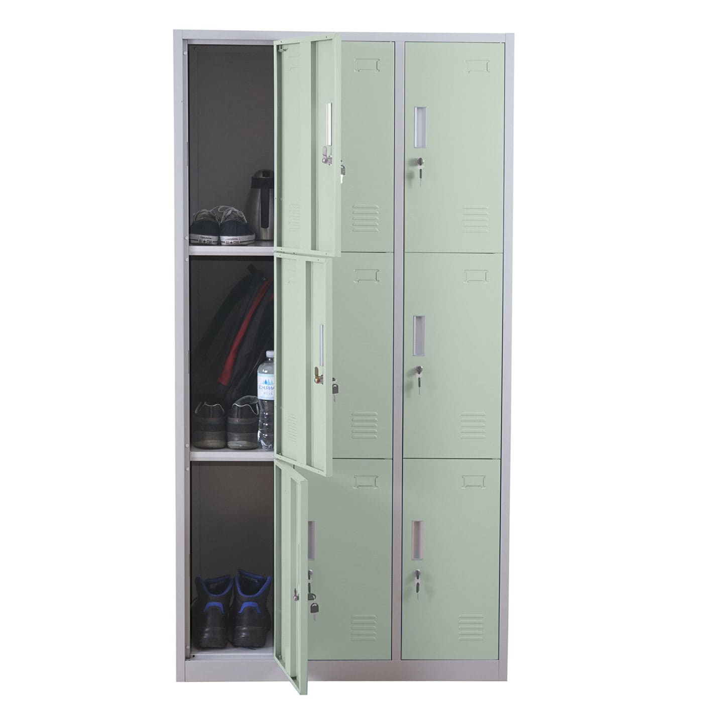 Schlie&szlig;fach Preston T829, Schlie&szlig;fachschrank Wertfachschrank Spind, Metall 9 F&auml;cher ~ gr&uuml;n 