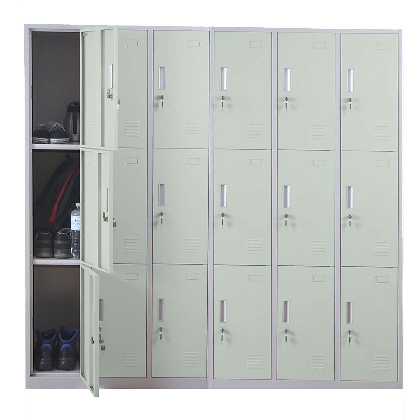 Schlie&szlig;fach Preston T829, Schlie&szlig;fachschrank Wertfachschrank Spind, Metall 18 F&auml;cher ~ gr&uuml;n 