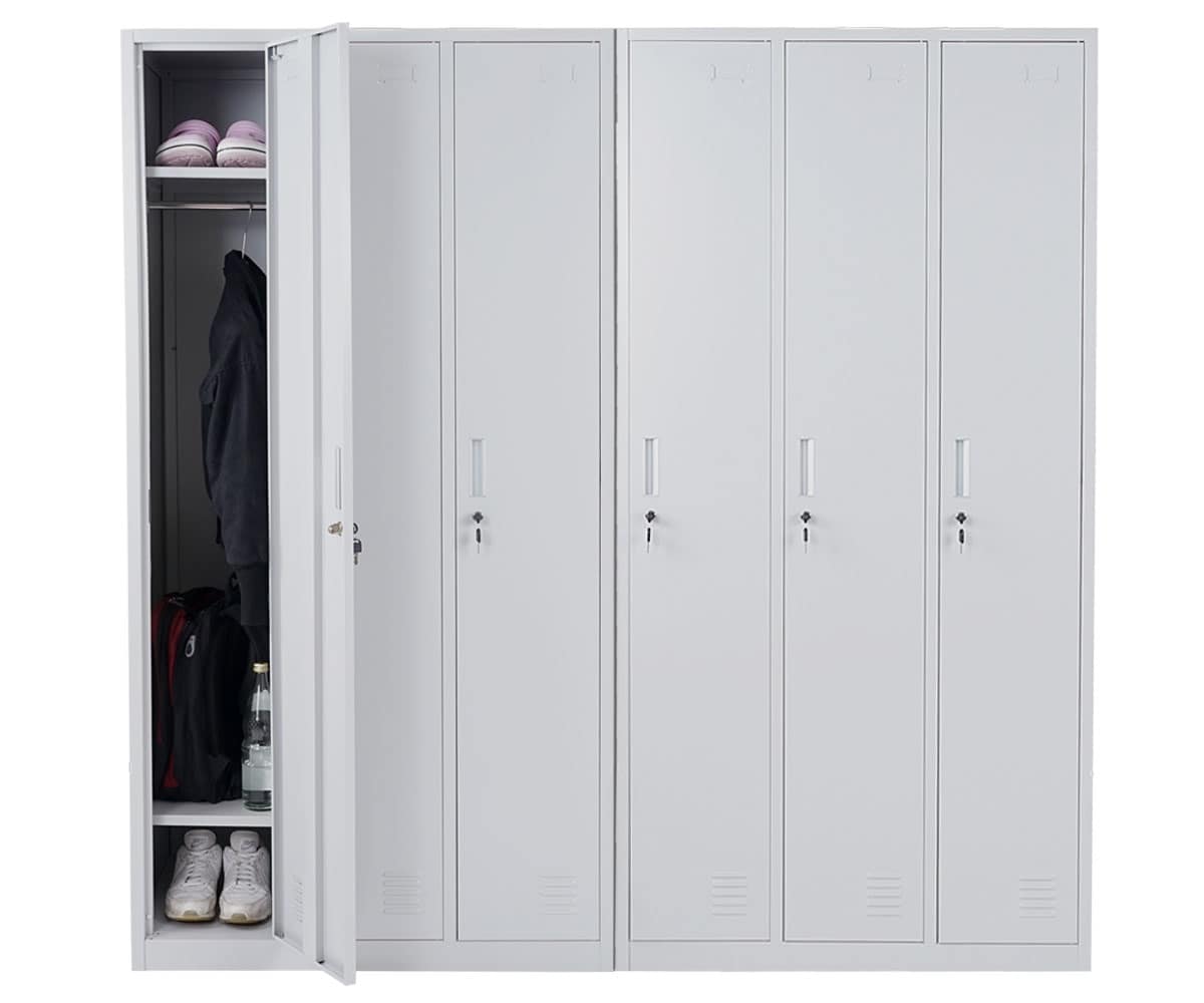 Schlie&szlig;fach Preston T829, Spind Wertfachschrank Schlie&szlig;fachschrank, Metall 6 F&auml;cher ~ grau 