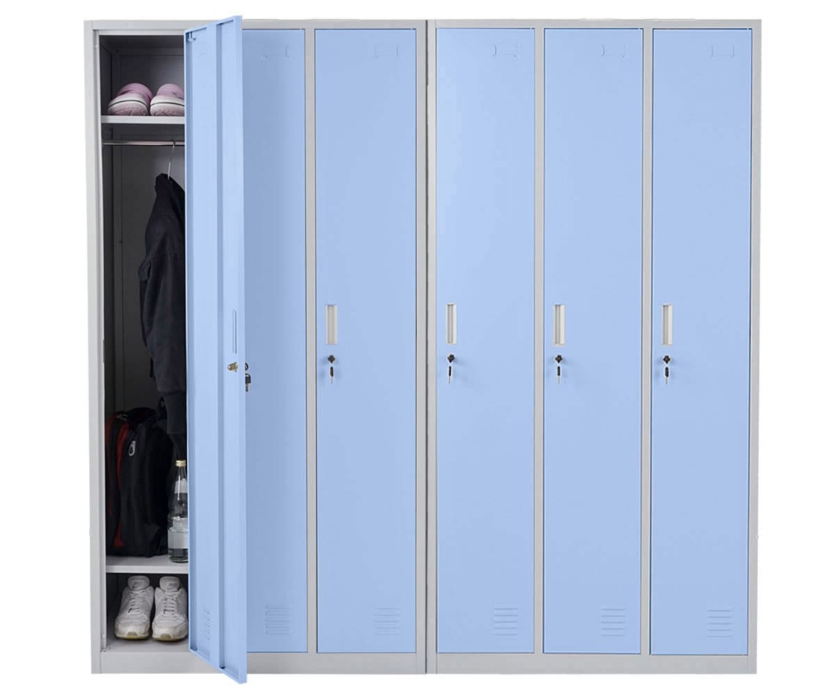 Schlie&szlig;fach Preston T829, Spind Wertfachschrank Schlie&szlig;fachschrank, Metall 6 F&auml;cher ~ blau 