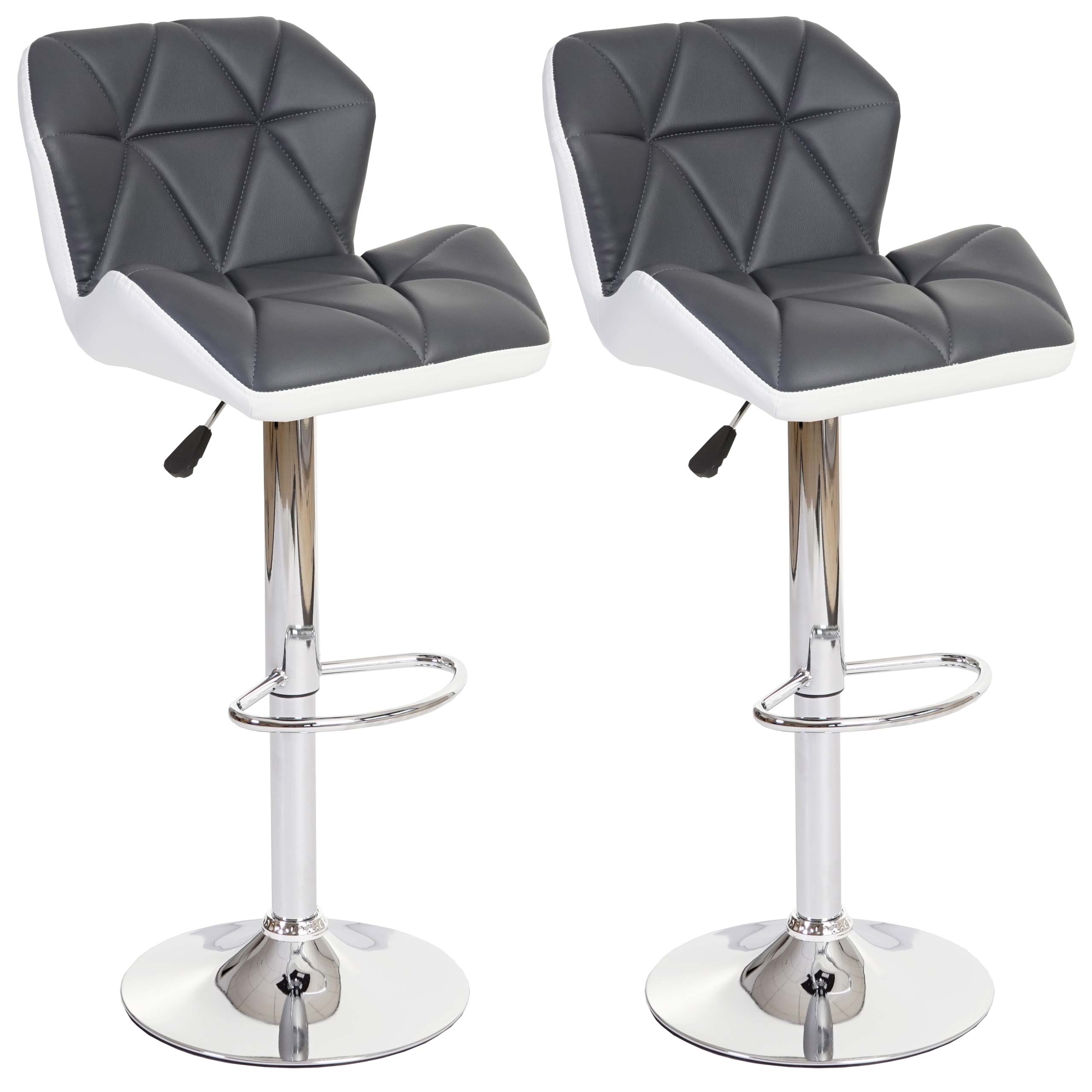 2er-Set Barhocker MCW-A92, Barstuhl Tresenhocker, Kunstleder ~ grau 