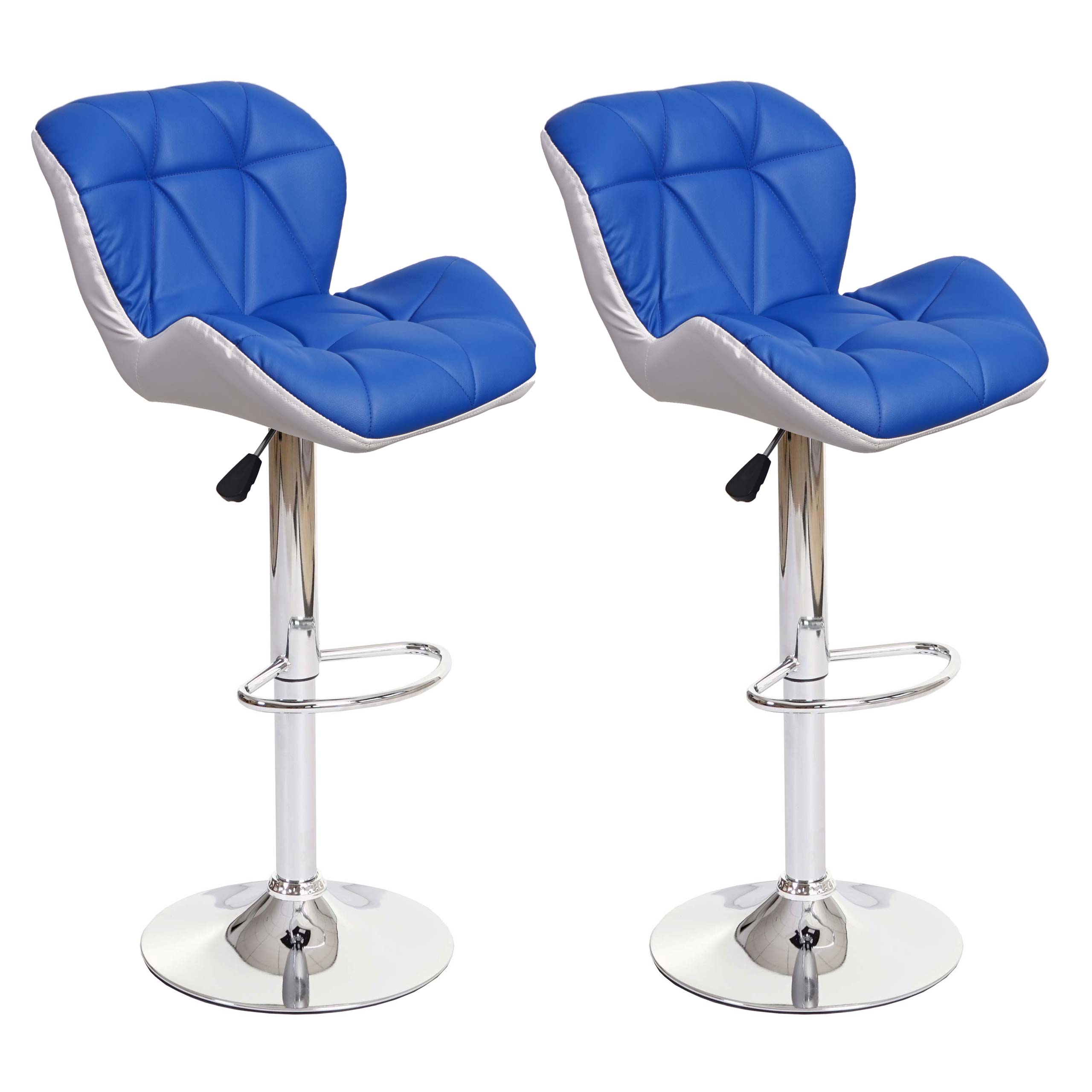 2er-Set Barhocker MCW-A92, Barstuhl Tresenhocker, h&ouml;henverstellbar Kunstleder ~ blau 