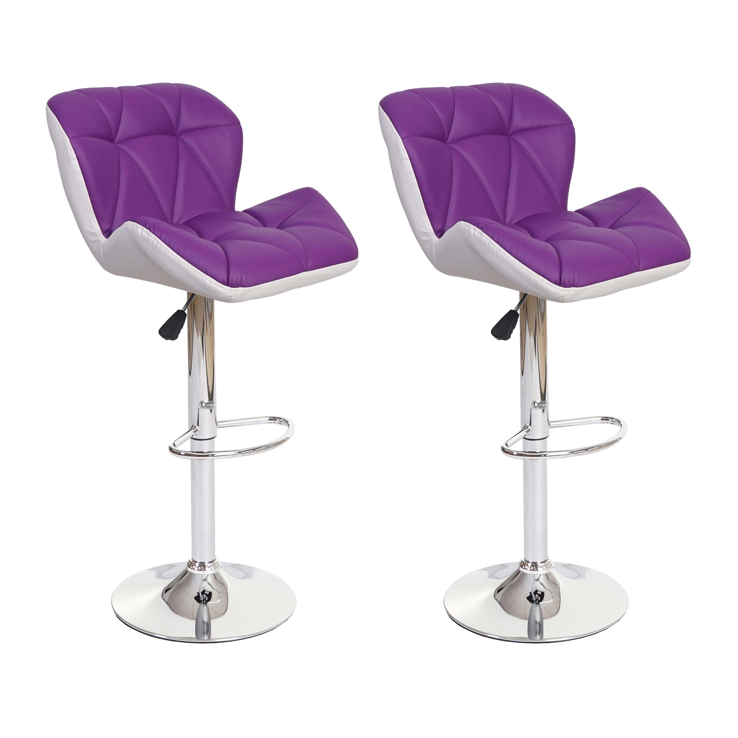 2er-Set Barhocker MCW-A92, Barstuhl Tresenhocker, h&ouml;henverstellbar Kunstleder ~ lila 