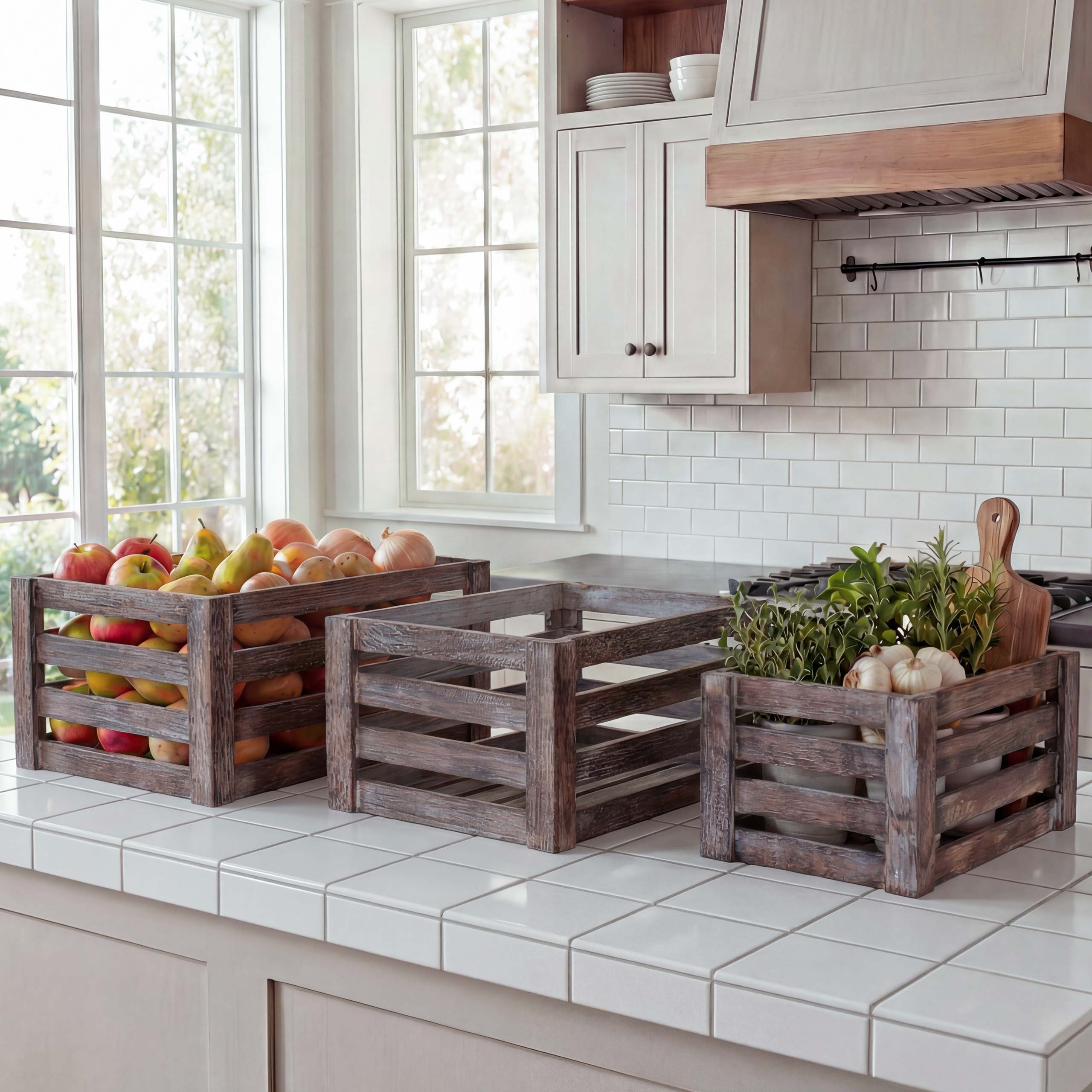 3er Set Holzkiste MCW-C56, Weinkiste Dekokiste Aufbewahrungskiste Obstkiste, Shabby-Look Vintage ~ braun, shabby 