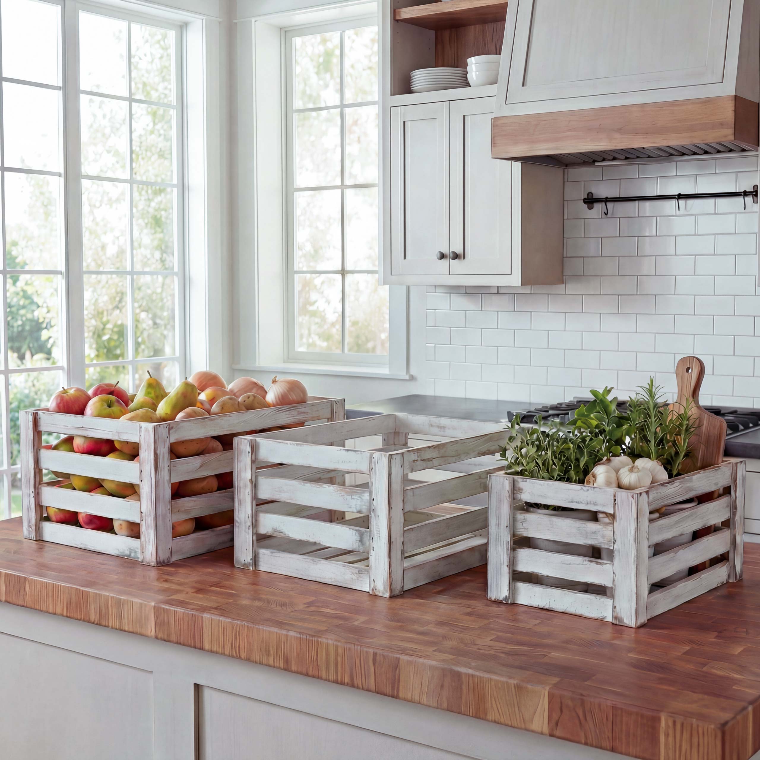 3er Set Holzkiste MCW-C56, Weinkiste Dekokiste Aufbewahrungskiste Obstkiste, Shabby-Look Vintage ~ wei&szlig;, shabby 