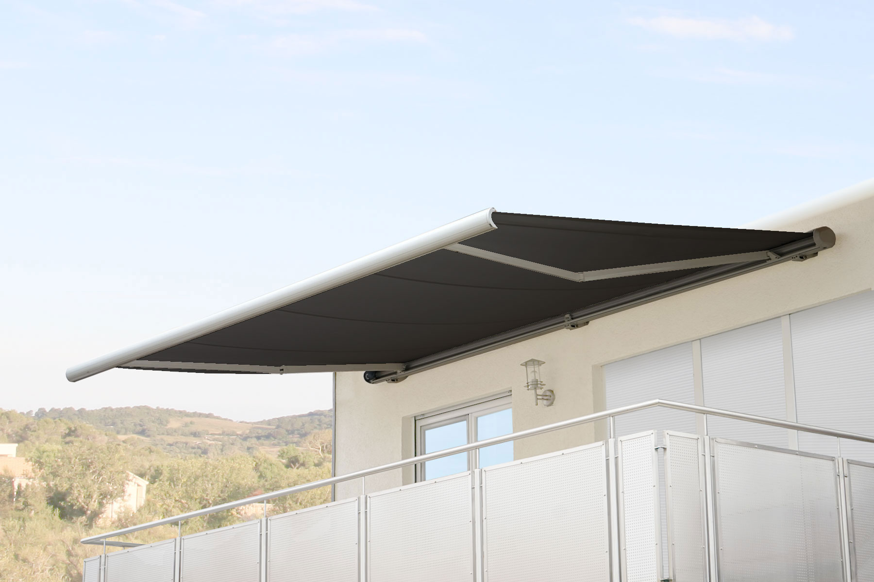 Elektrische Kassettenmarkise H124, Markise Vollkassette 5x3m ~ Polyester Anthrazit 