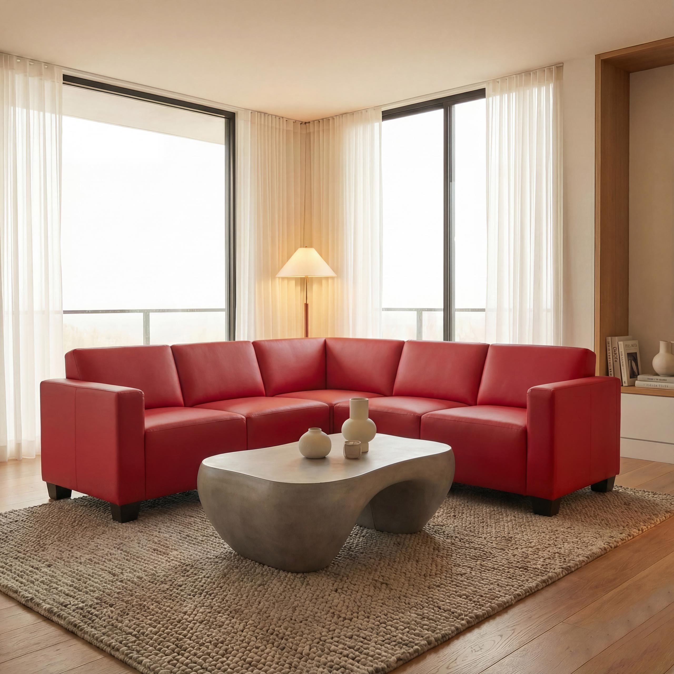 Modular Sofa-System Couch-Garnitur Moncalieri 5, Kunstleder ~ rot 