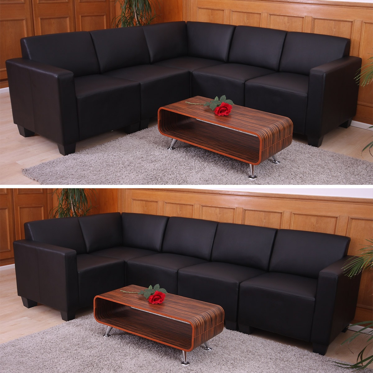 Modular Sofa-System Couch-Garnitur Moncalieri 5, Kunstleder ~ schwarz 