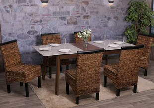 Esszimmerstuhl Acireale, Korbgeflecht (6er-Set) dunkel, ohne Kissen 