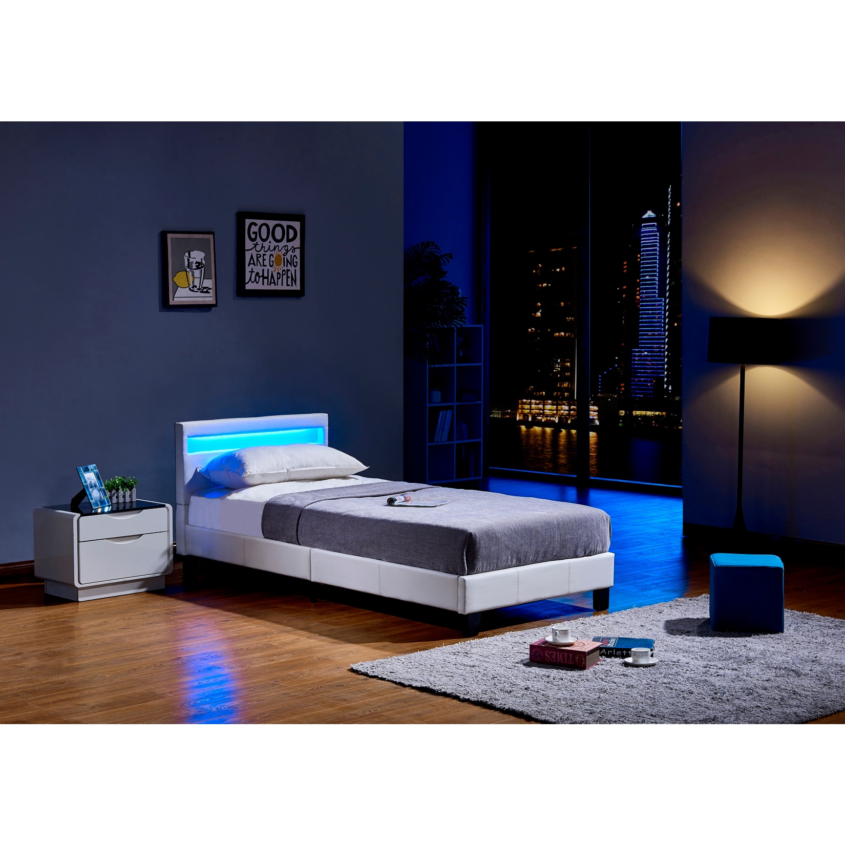 HOME DELUXE LED Bett Astro 90x200, versch. Farben - Wei&szlig; 
