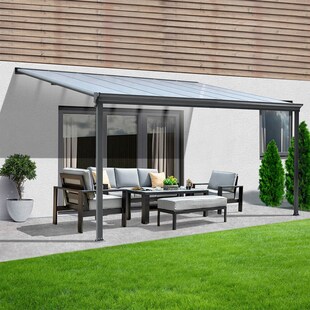 HOME DELUXE Terrassenüberdachung SOLIS - 312 x 303 x 226 / 278 cm Grau 