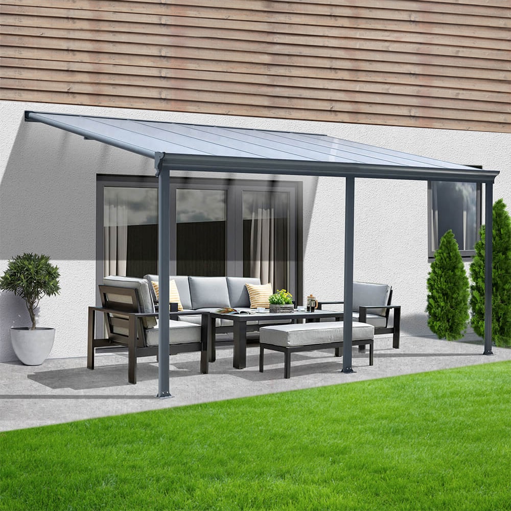 HOME DELUXE Terrassen&uuml;berdachung SOLIS - 434 x 303 x 226 / 278 cm Grau 