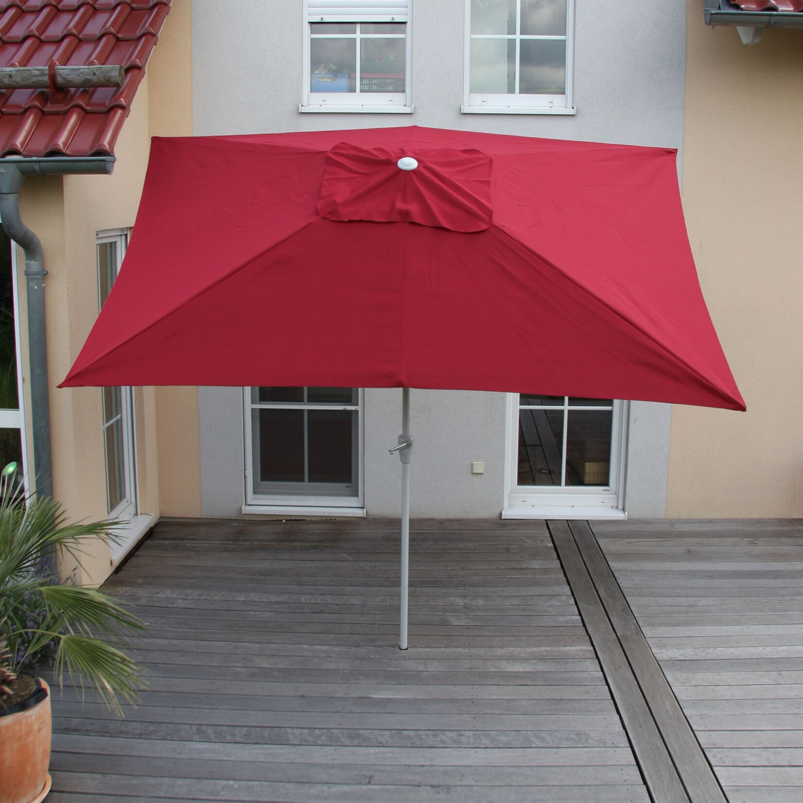 Sonnenschirm Castellammare, Gartenschirm, 2x3m rechteckig neigbar, Polyester/Alu  UV-Schutz 50+ ~ bordeaux