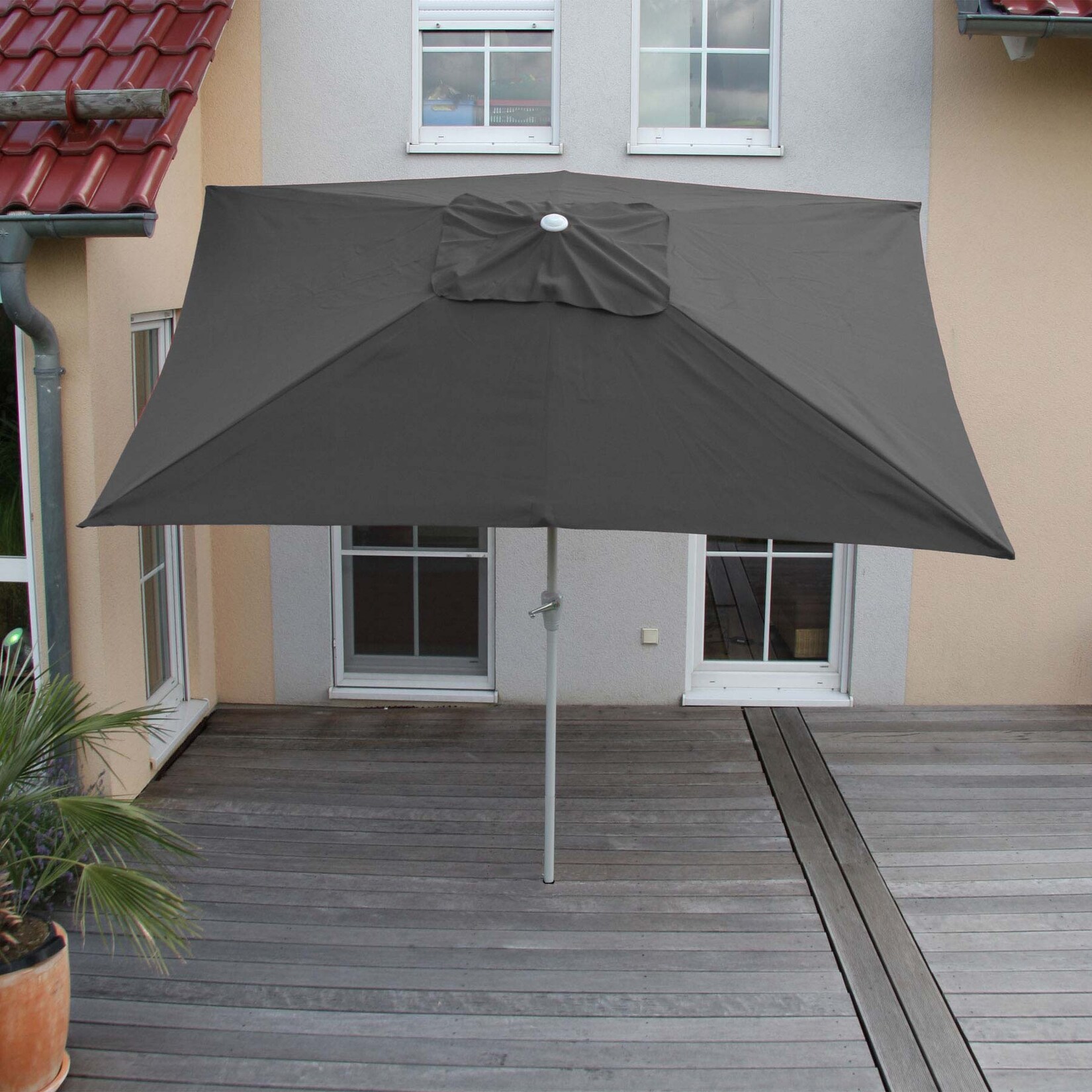 Sonnenschirm Castellammare, Gartenschirm, 2x3m rechteckig neigbar, Polyester/Alu  UV-Schutz 50+ ~ anthrazit