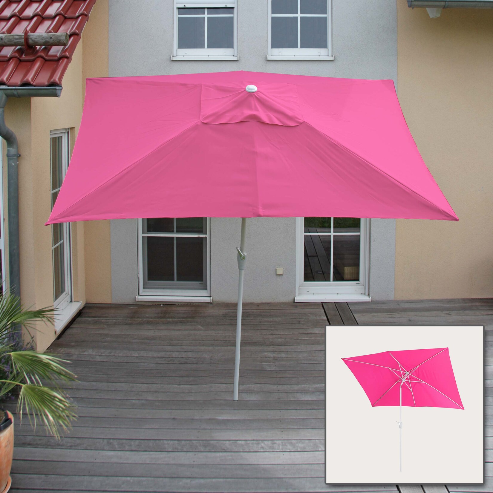 Sonnenschirm Castellammare, Gartenschirm, 2x3m rechteckig neigbar, Polyester/Alu  UV-Schutz 50+ ~ pink