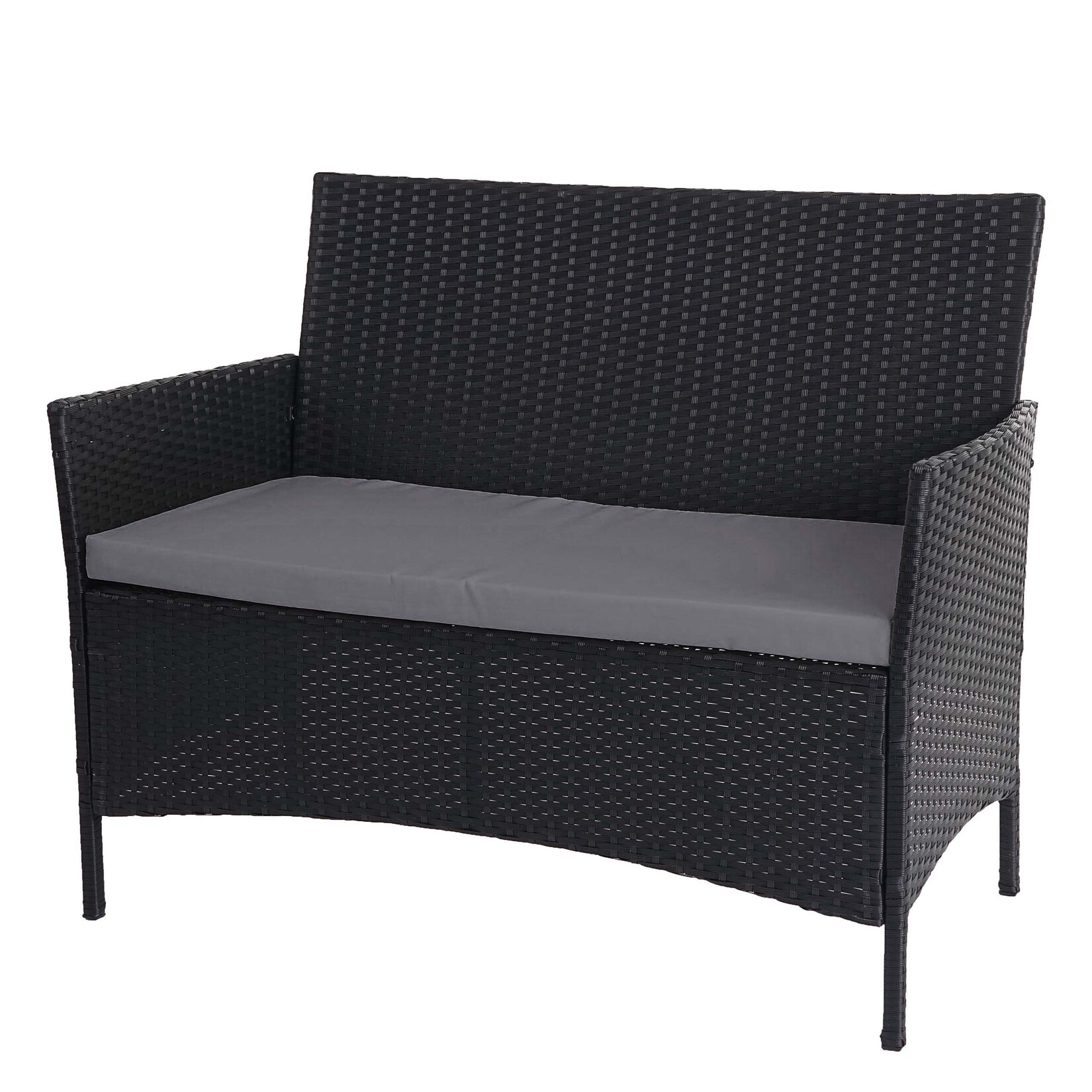 Poly-Rattan Gartenbank Hamar, Sitzbank Bank ~ anthrazit, Kissen anthrazit