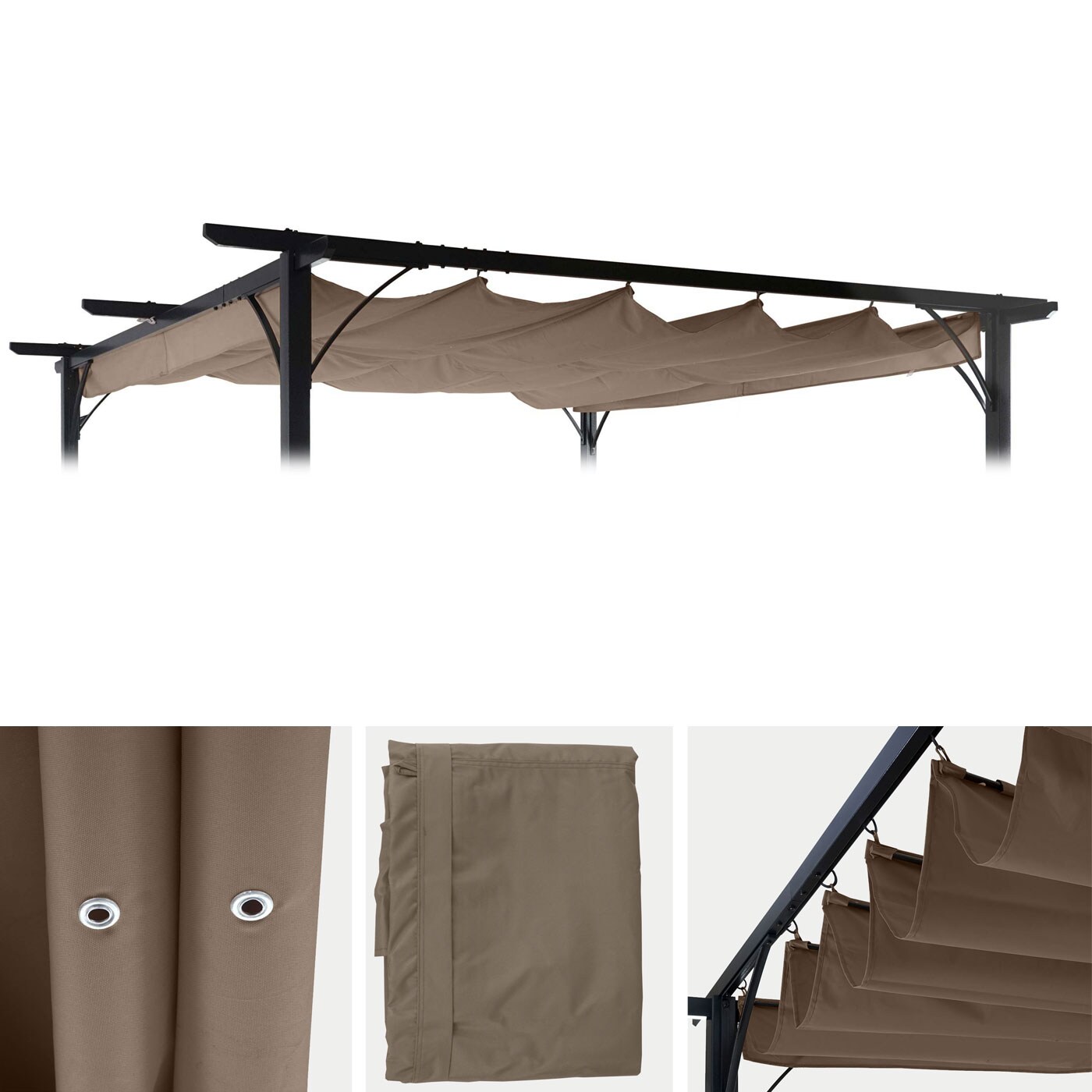 Ersatzbezug 320x250cm f&uuml;r Dach Pergola Pavillon MCW-C42 3x3m ~ taupe-braun 