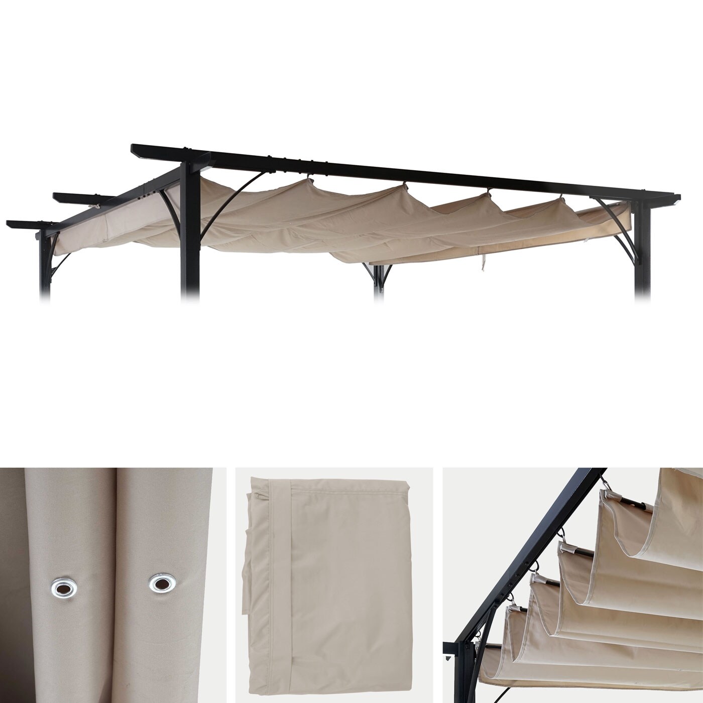 Ersatzbezug 320x250cm f&uuml;r Dach Pergola Pavillon MCW-C42 3x3m ~ creme 