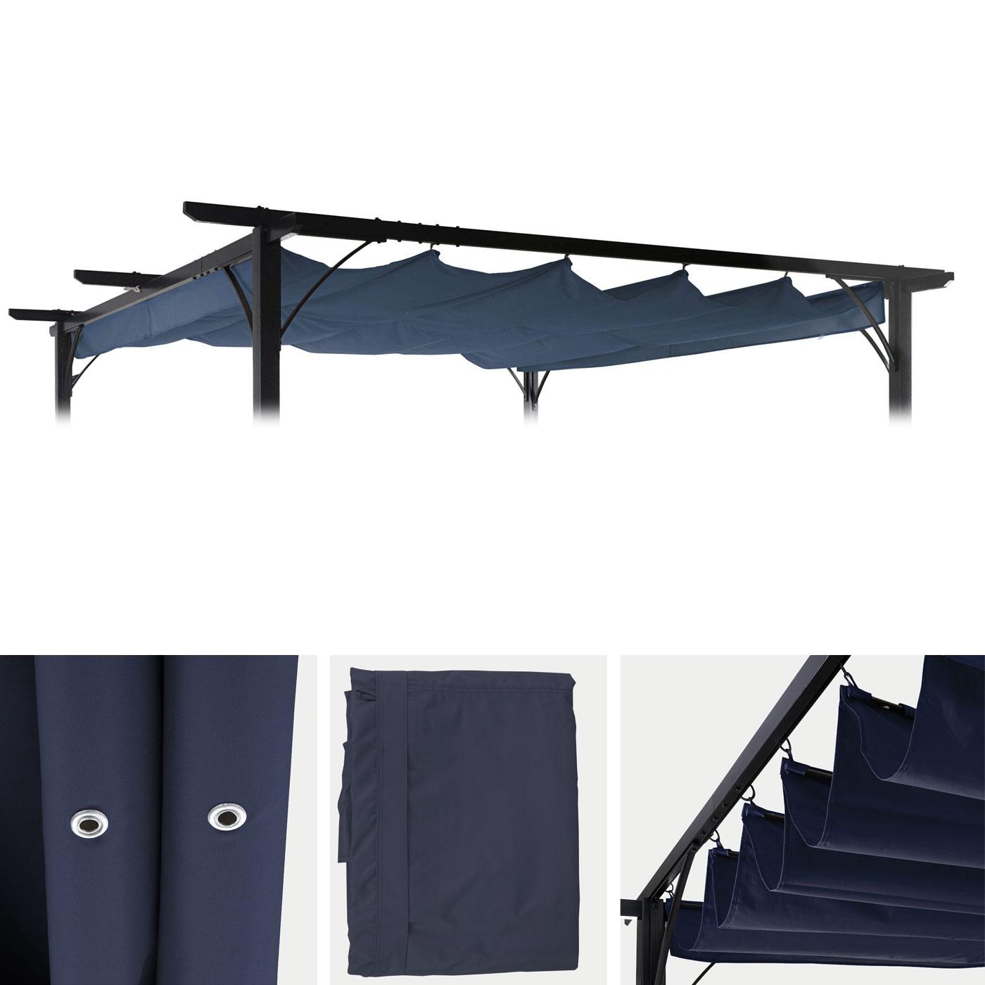 Ersatzbezug 320x250cm f&uuml;r Dach Pergola Pavillon MCW-C42 3x3m ~ blau 