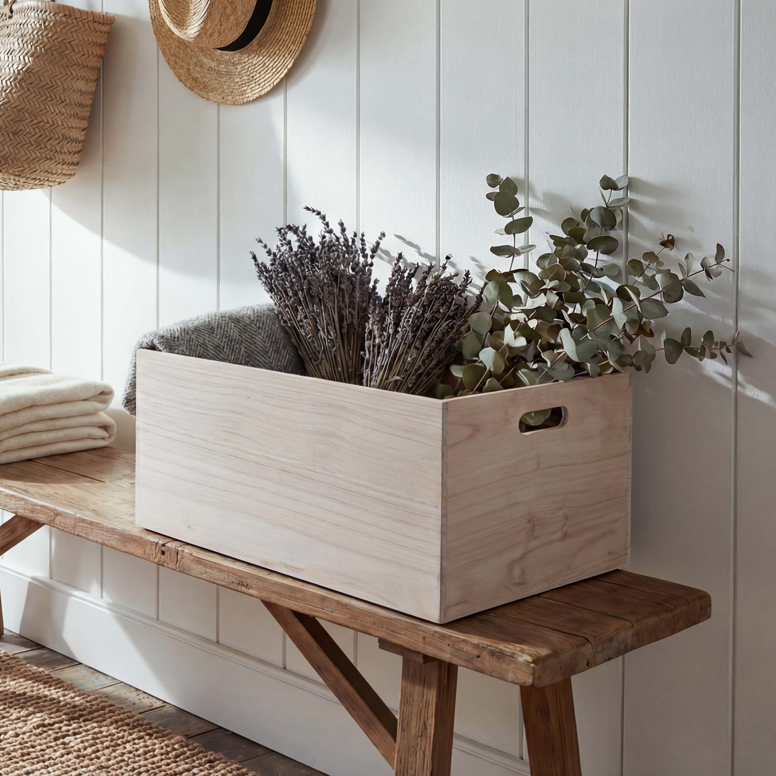 Holzbox MCW-C20, Dekokiste Aufbewahrung Holzkiste, Shabby-Look Vintage ~ 60x40x24cm, naturbraun 