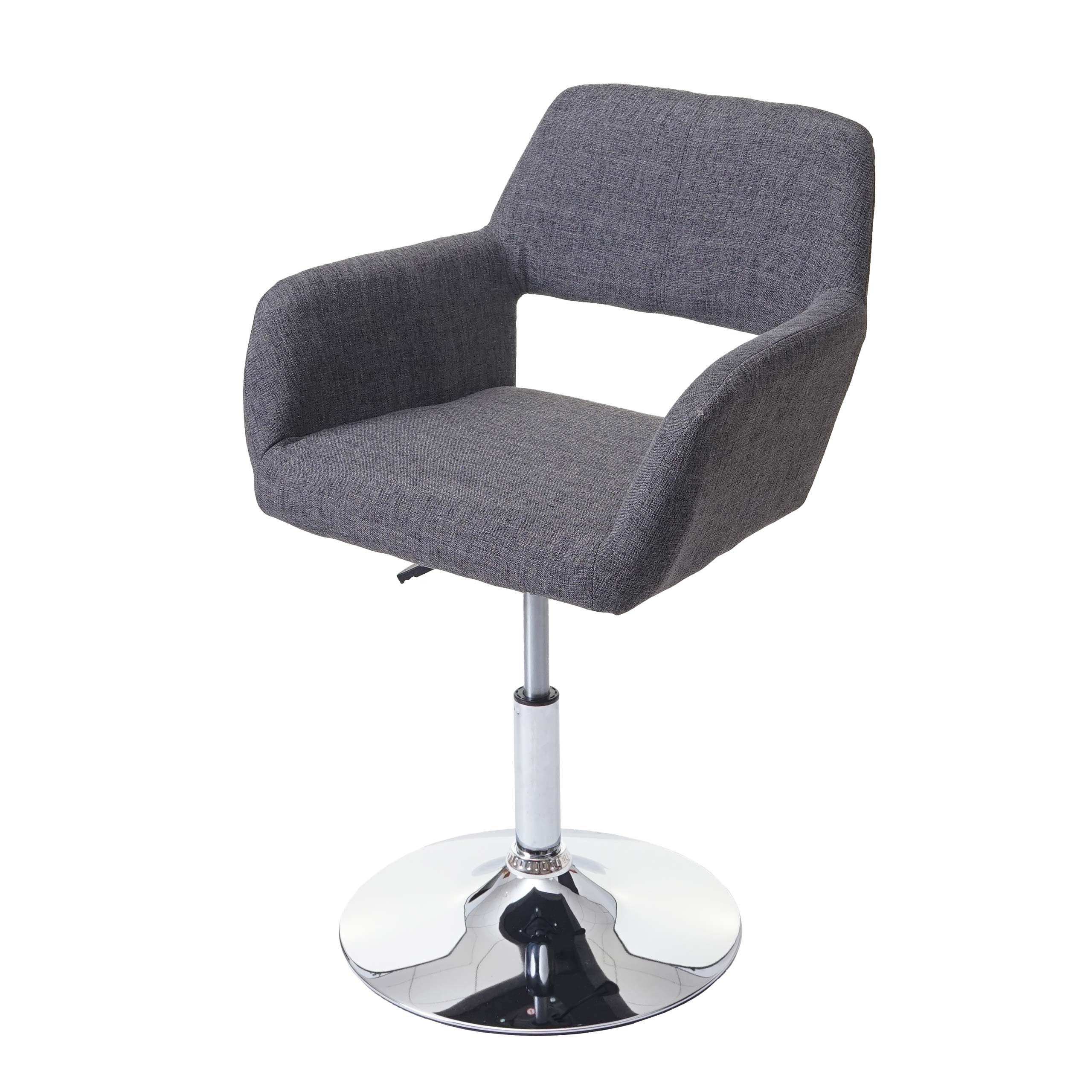 Esszimmerstuhl MCW-A50 III, Stuhl K&uuml;chenstuhl, Retro 50er Jahre, Stoff/Textil ~ grau, Chromfu&szlig; 