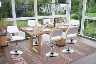 6er-Set Esszimmerstuhl MCW-A50 III, Stuhl Küchenstuhl, Retro 50er Jahre, Kunstleder ~ weiß, Chromfuß 