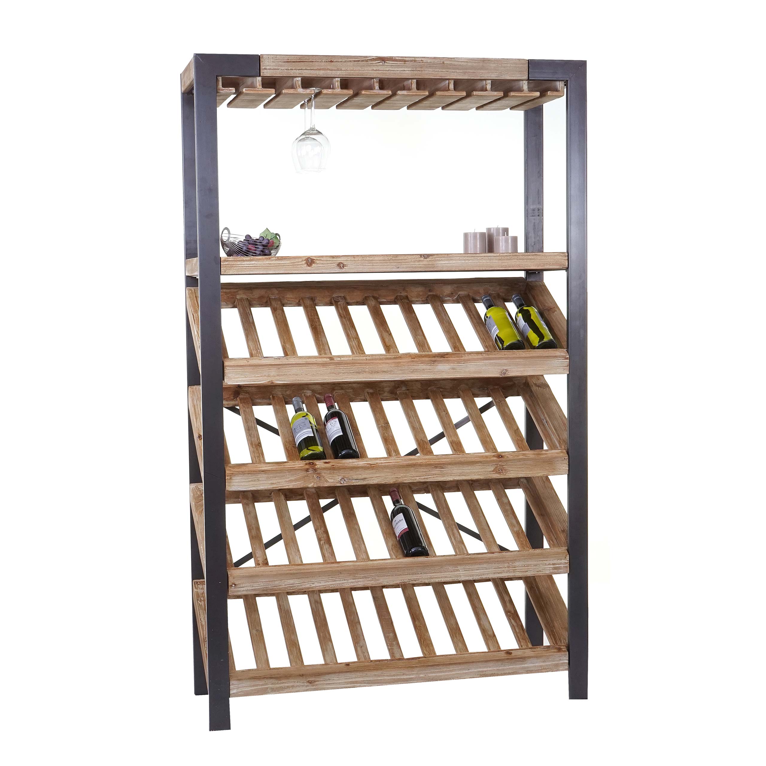 Weinregal MCW-D60, Flaschenregal Flaschenhalter Barschrank Weinst&auml;nder f&uuml;r 40 Flaschen, Massivholz MVG 189x114x39cm 