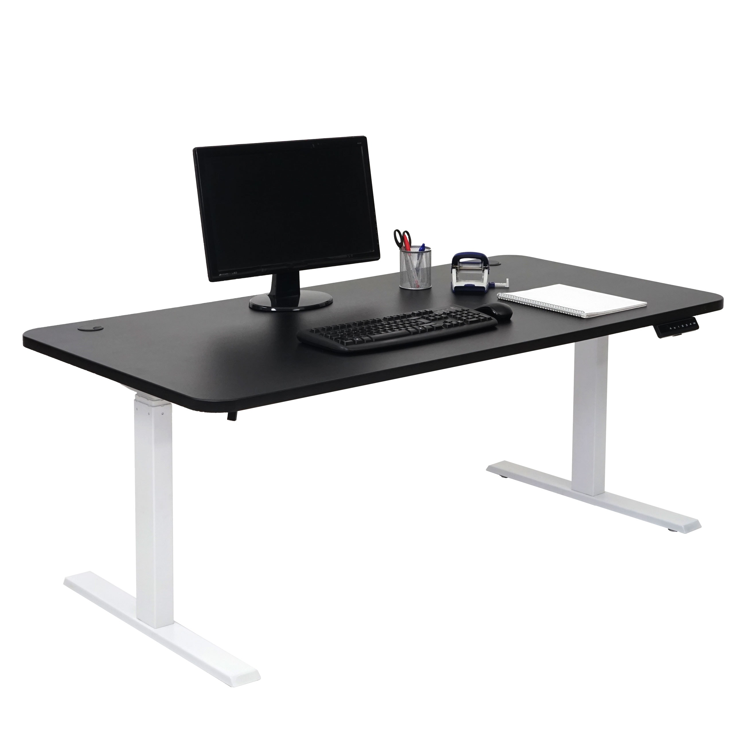 Schreibtisch MCW-D40, Computertisch, elektrisch h&ouml;henverstellbar 160x80cm 53kg MVG ~ schwarz, wei&szlig; 