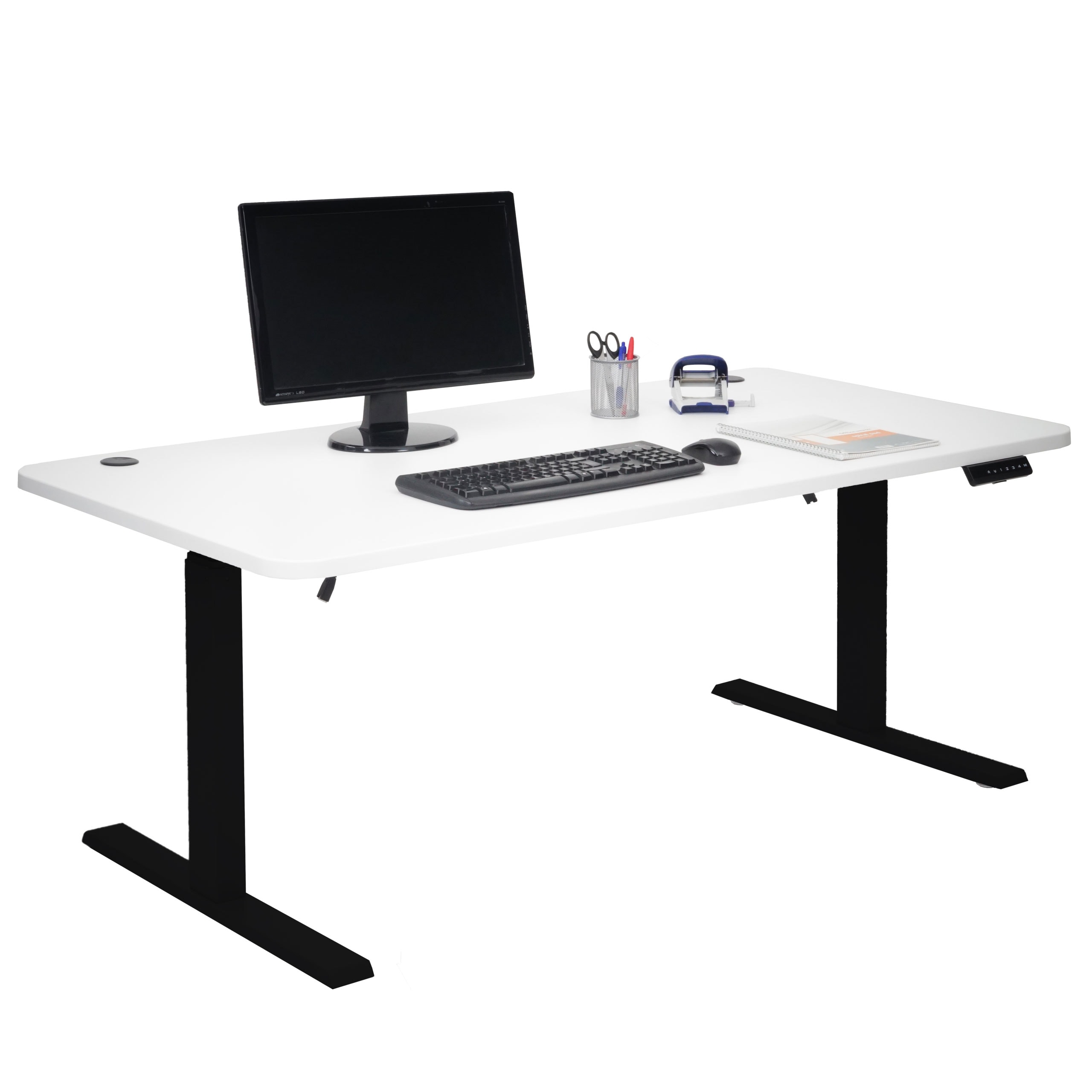 Schreibtisch MCW-D40, Computertisch, elektrisch h&ouml;henverstellbar 160x80cm 53kg MVG ~ wei&szlig;, schwarz 