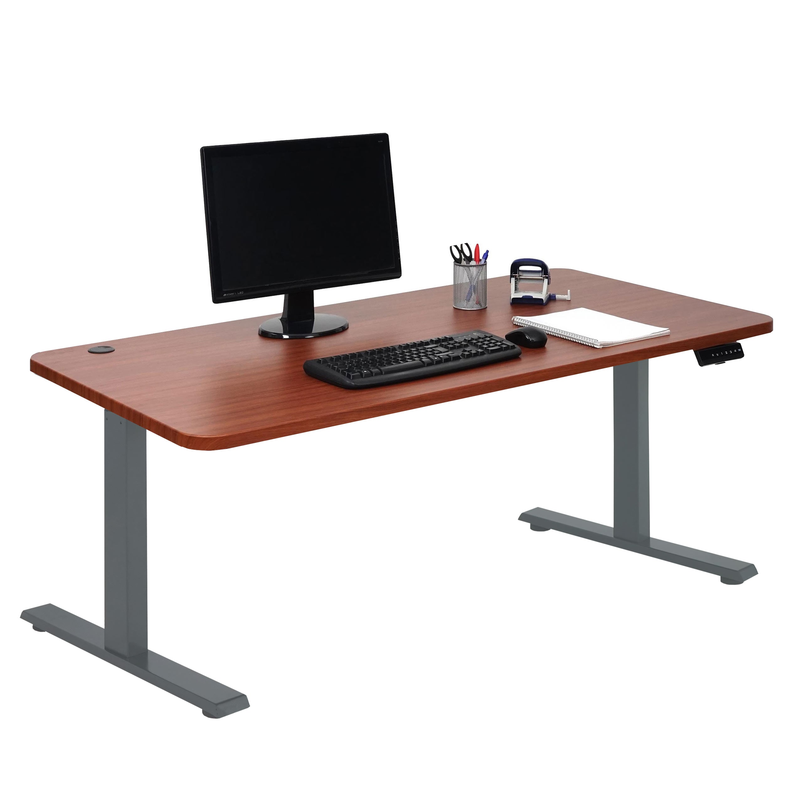 Schreibtisch MCW-D40, Computertisch, elektrisch h&ouml;henverstellbar 160x80cm 53kg MVG ~ natur, anthrazit-grau 