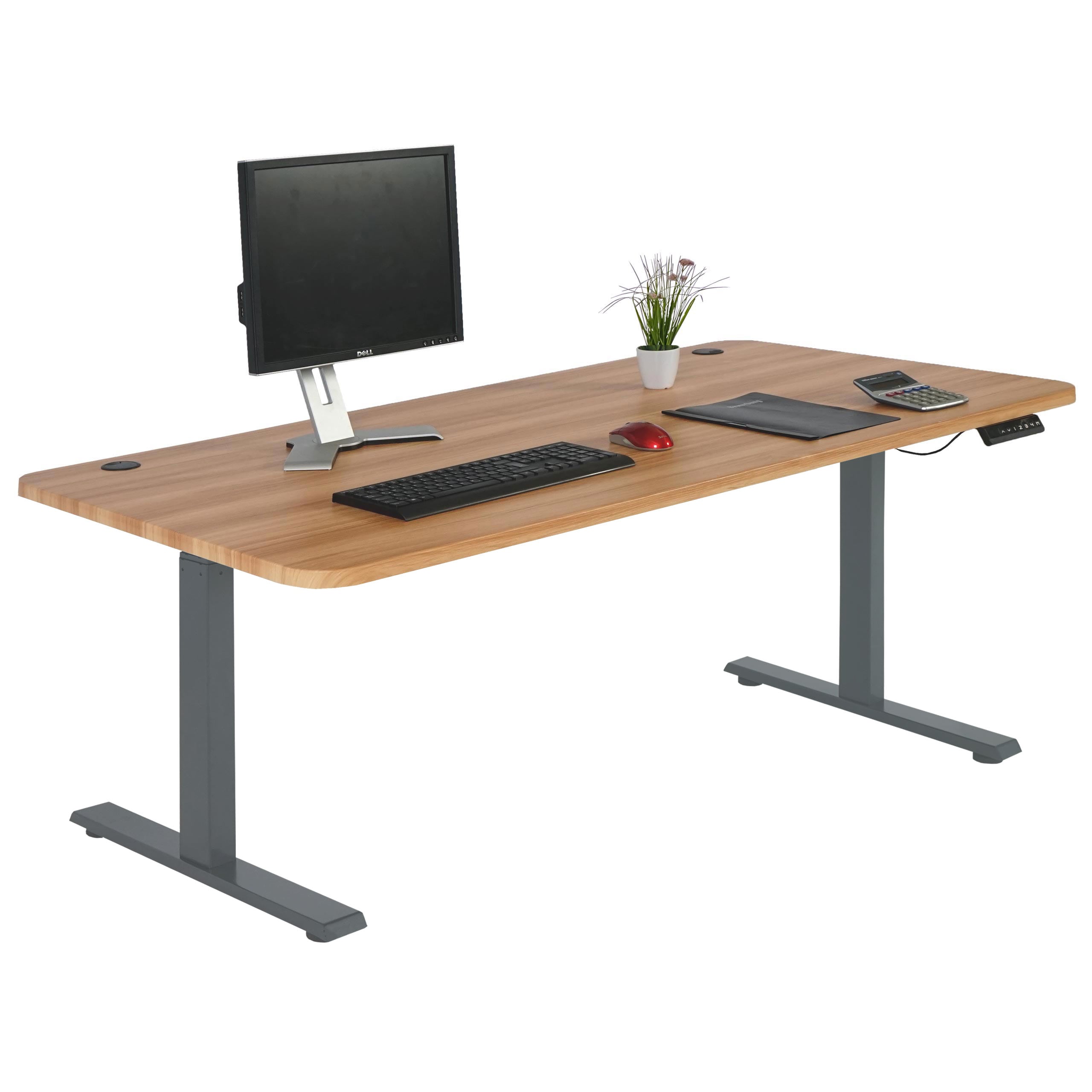 Schreibtisch MCW-D40, Computertisch, elektrisch h&ouml;henverstellbar 160x80cm 53kg MVG ~ Eiche-Dekor, anthrazit-grau 