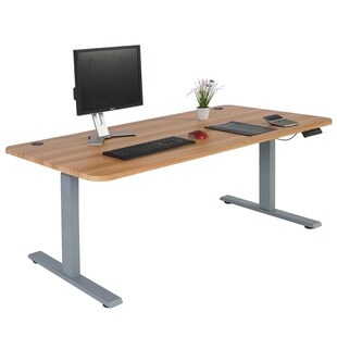 Schreibtisch MCW-D40, Computertisch, elektrisch höhenverstellbar 160x80cm 53kg MVG ~ Eiche-Dekor, grau 