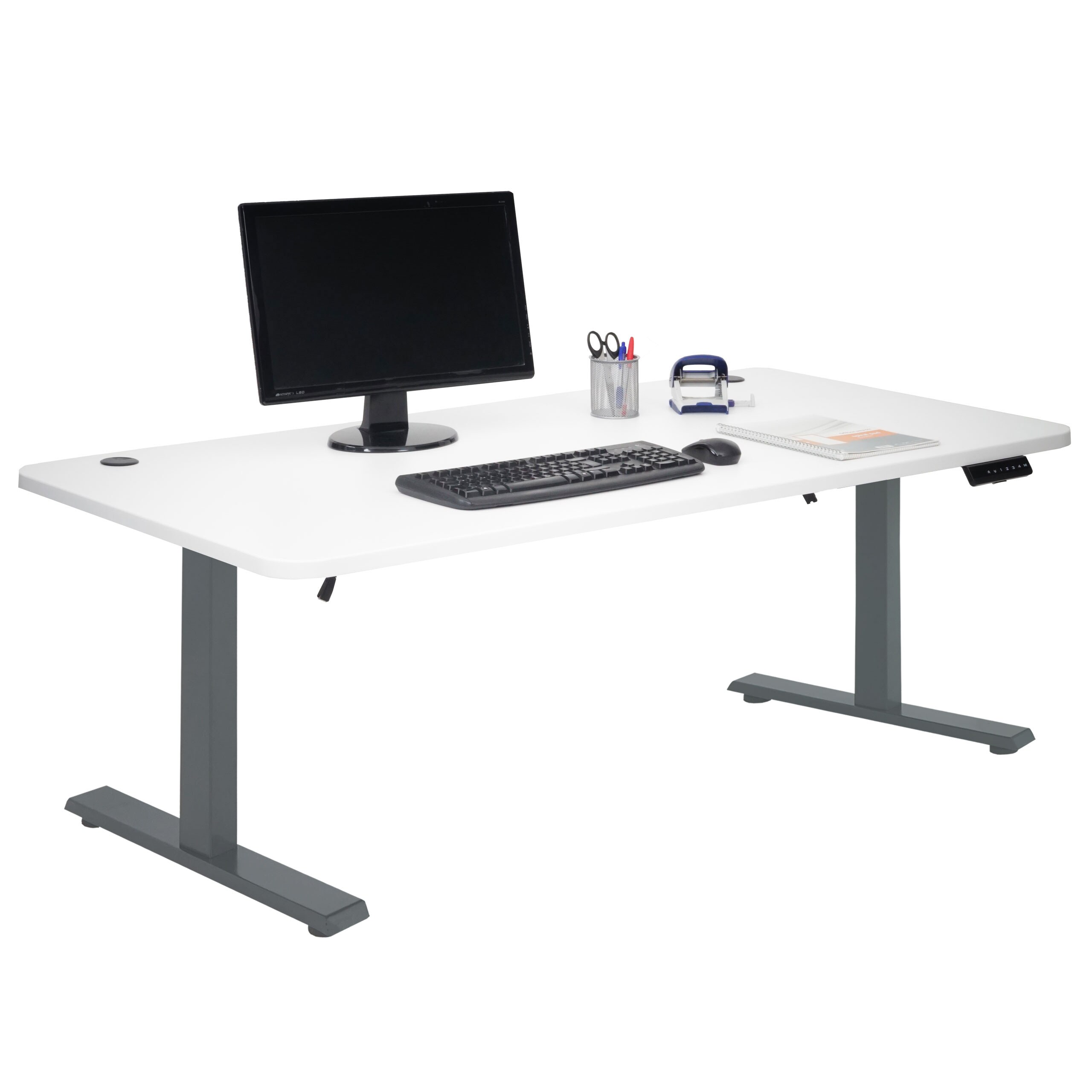 Schreibtisch MCW-D40, Computertisch, elektrisch h&ouml;henverstellbar 160x80cm 53kg MVG ~ wei&szlig;, anthrazit-grau 