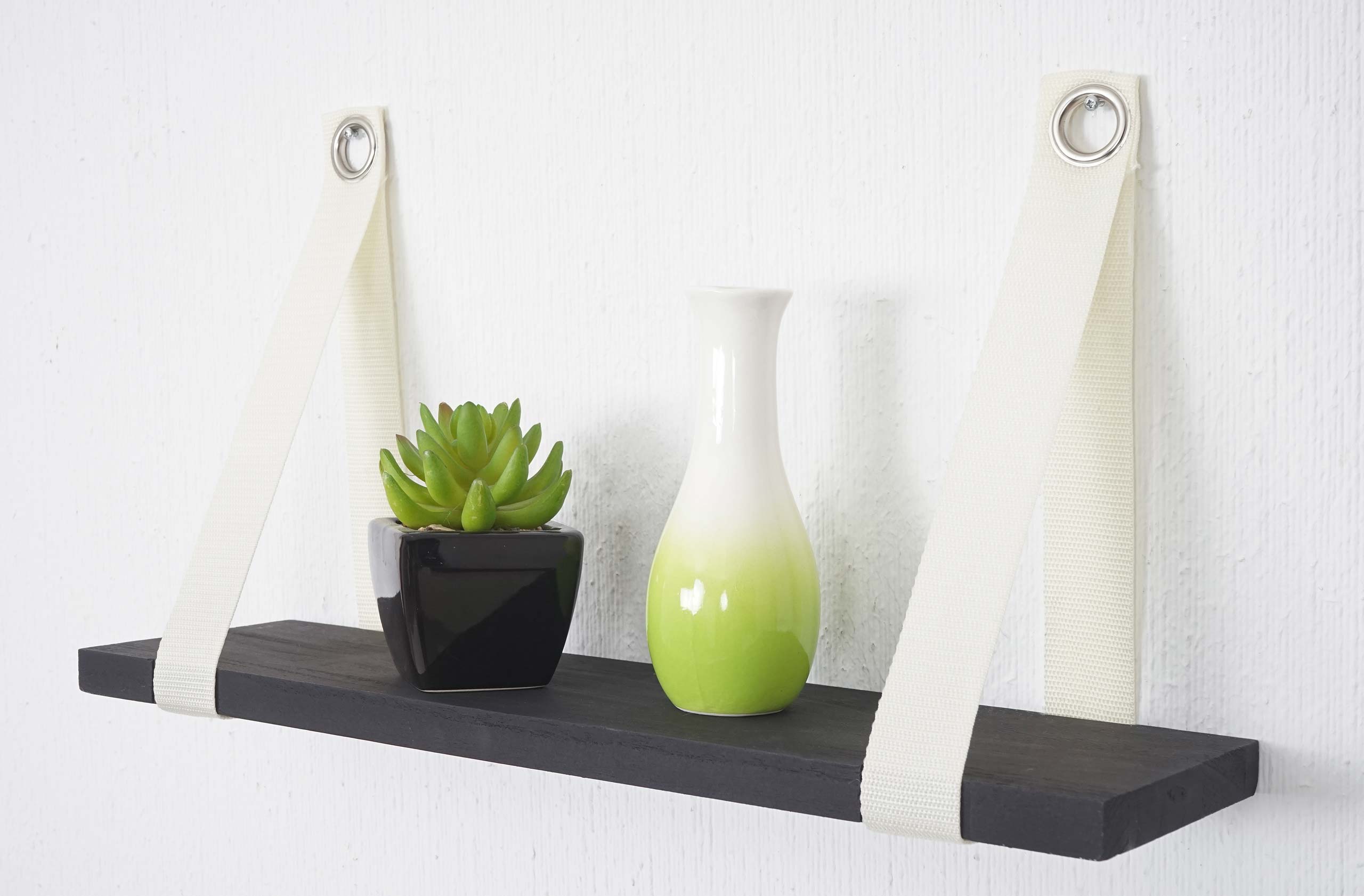 Wandregal Vire, H&auml;ngeregal Regal, Shabby-Look, Vintage 27x50cm ~ dunkelgrau 