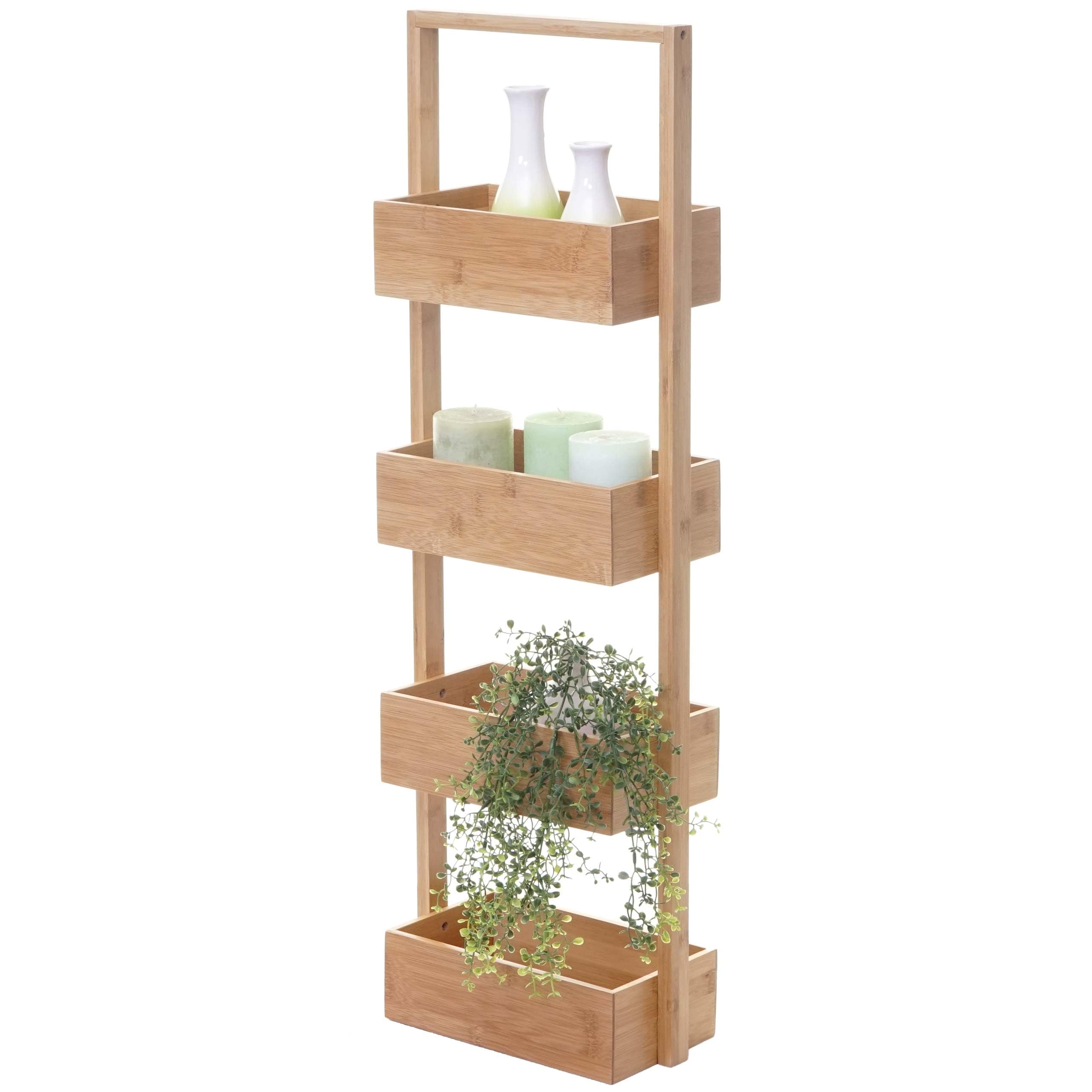 Regal MCW-B78, Standregal Badregal Ablageregal Wohnregal mit 4 K&ouml;rben, Bambus 88x28x15cm 