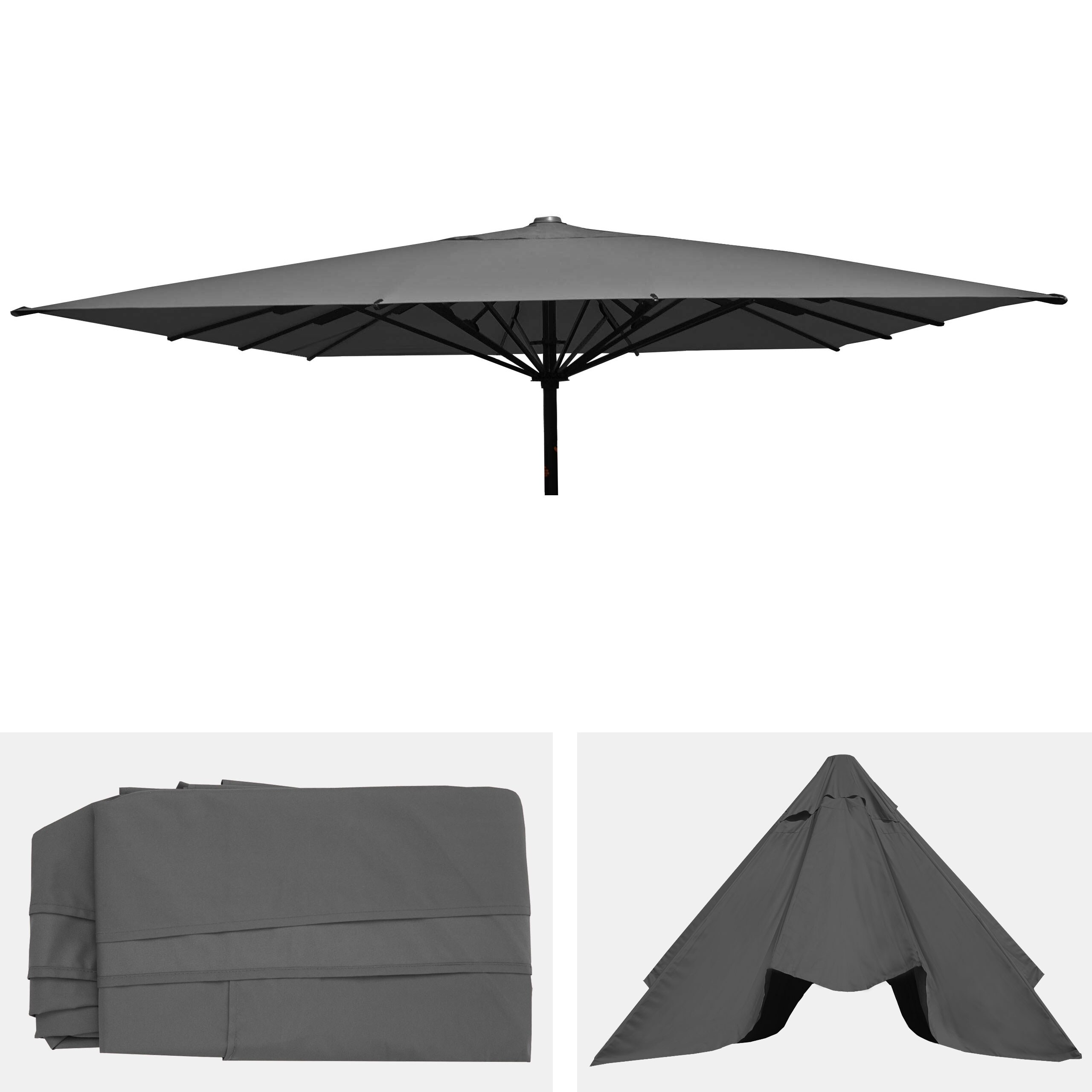 Ersatz-Bezug f&uuml;r Gastronomie Sonnenschirm MCW-D20, Sonnenschirmbezug Ersatzbezug, 5x5m (&Oslash;7,2m) Polyester ~ anthrazit 