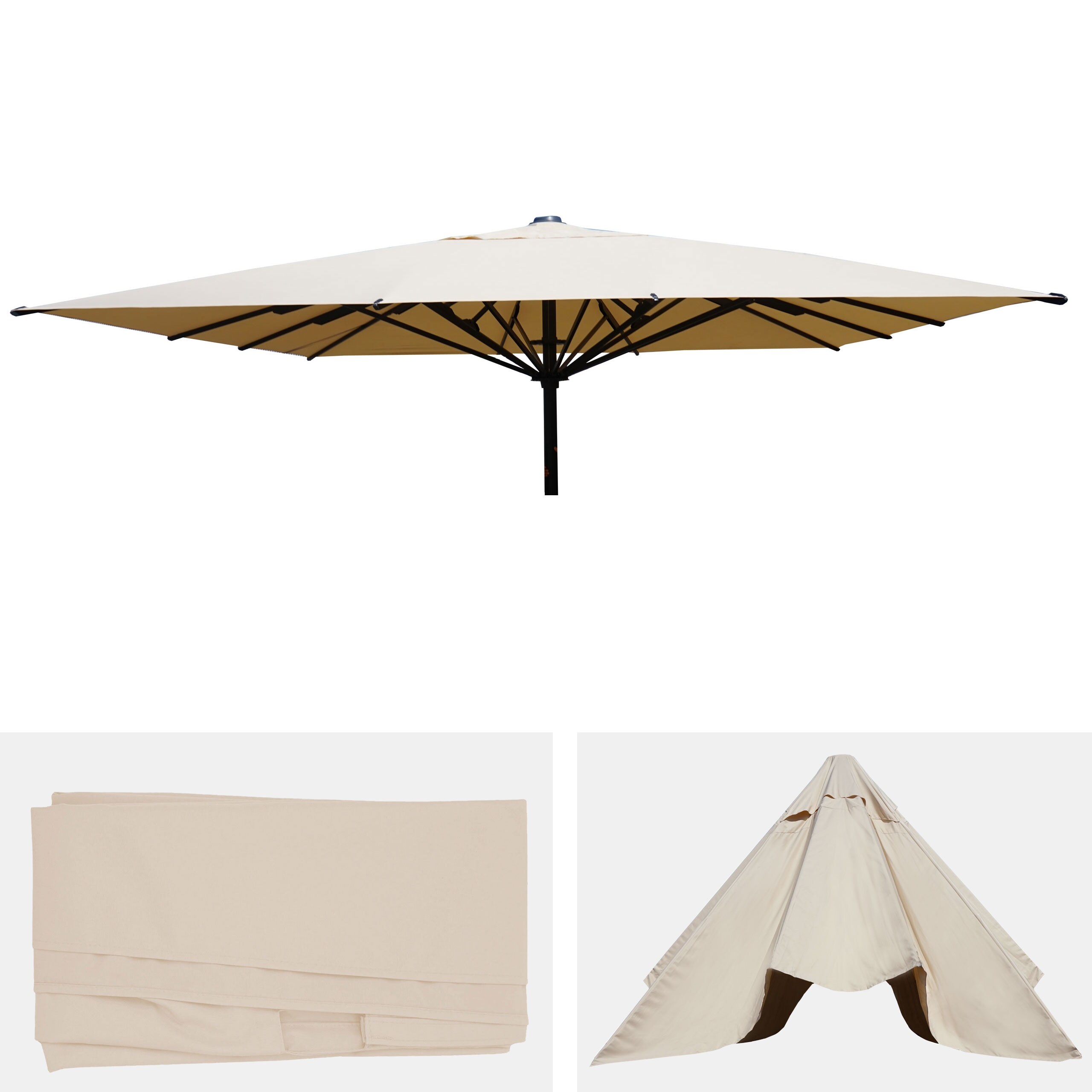 Ersatz-Bezug f&uuml;r Gastronomie Sonnenschirm MCW-D20, Sonnenschirmbezug Ersatzbezug, 5x5m (&Oslash;7,2m) Polyester ~ creme 