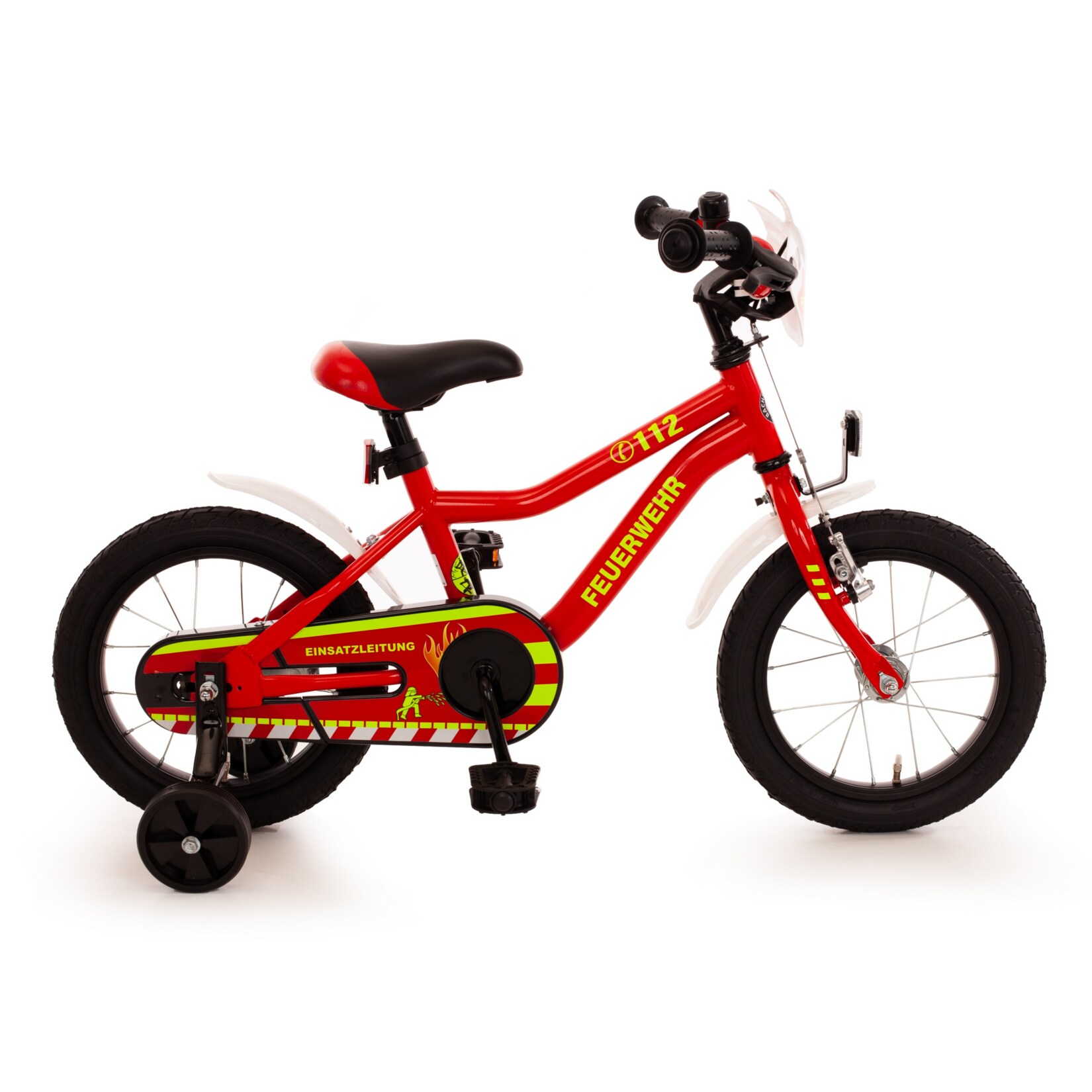 14" Kinderfahrrad Kuma "Feuerwehr" rot/weiß/gelb-refl.
