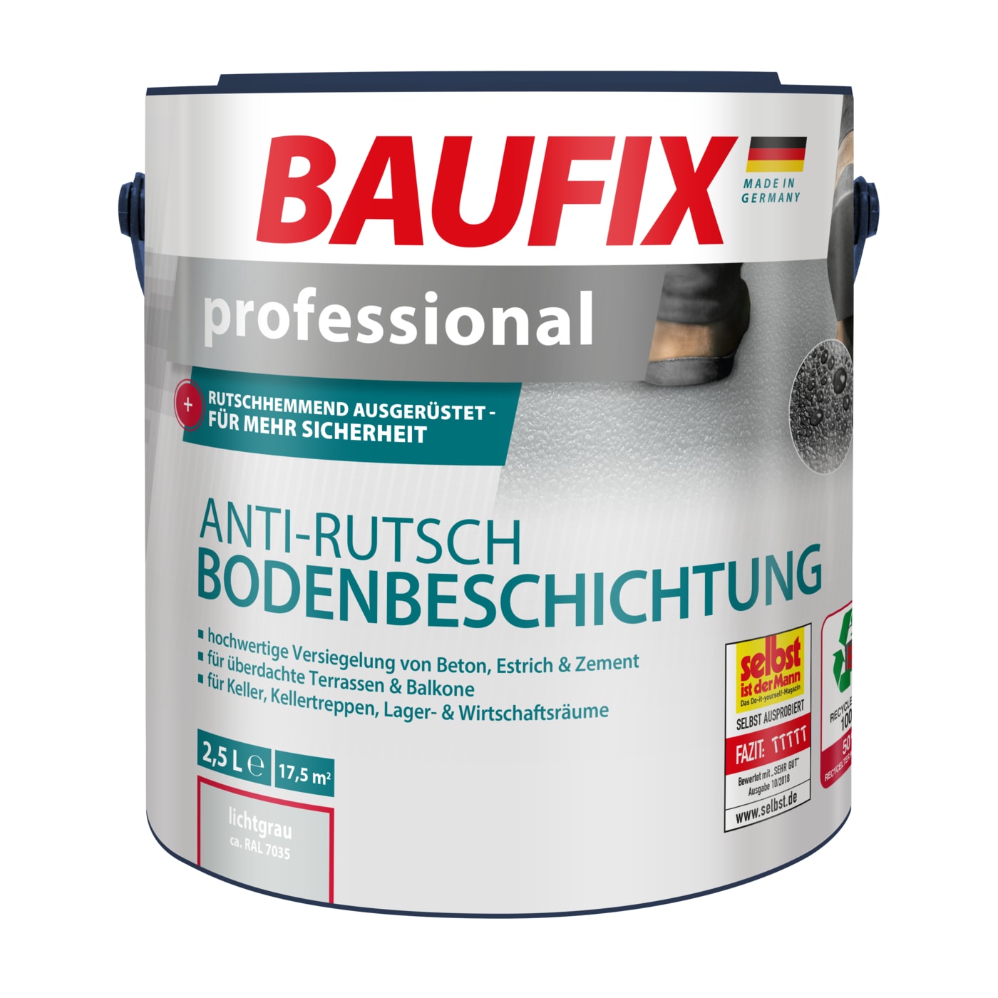 BAUFIX professional Anti-Rutsch Bodenbeschichtung lichtgrau matt, 2.5 Liter, Beton- und Bodenfarbe - Bild 1