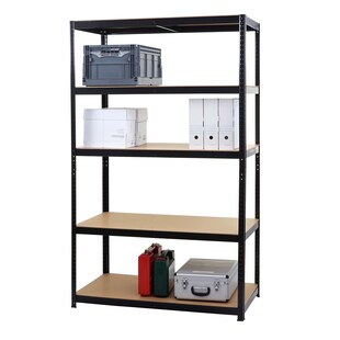 Schwerlastregal MCW-E33, Kellerregal Steckregal Lagerregal, 875kg Stahl 5 Böden ~ schwarz 200x120x60cm 