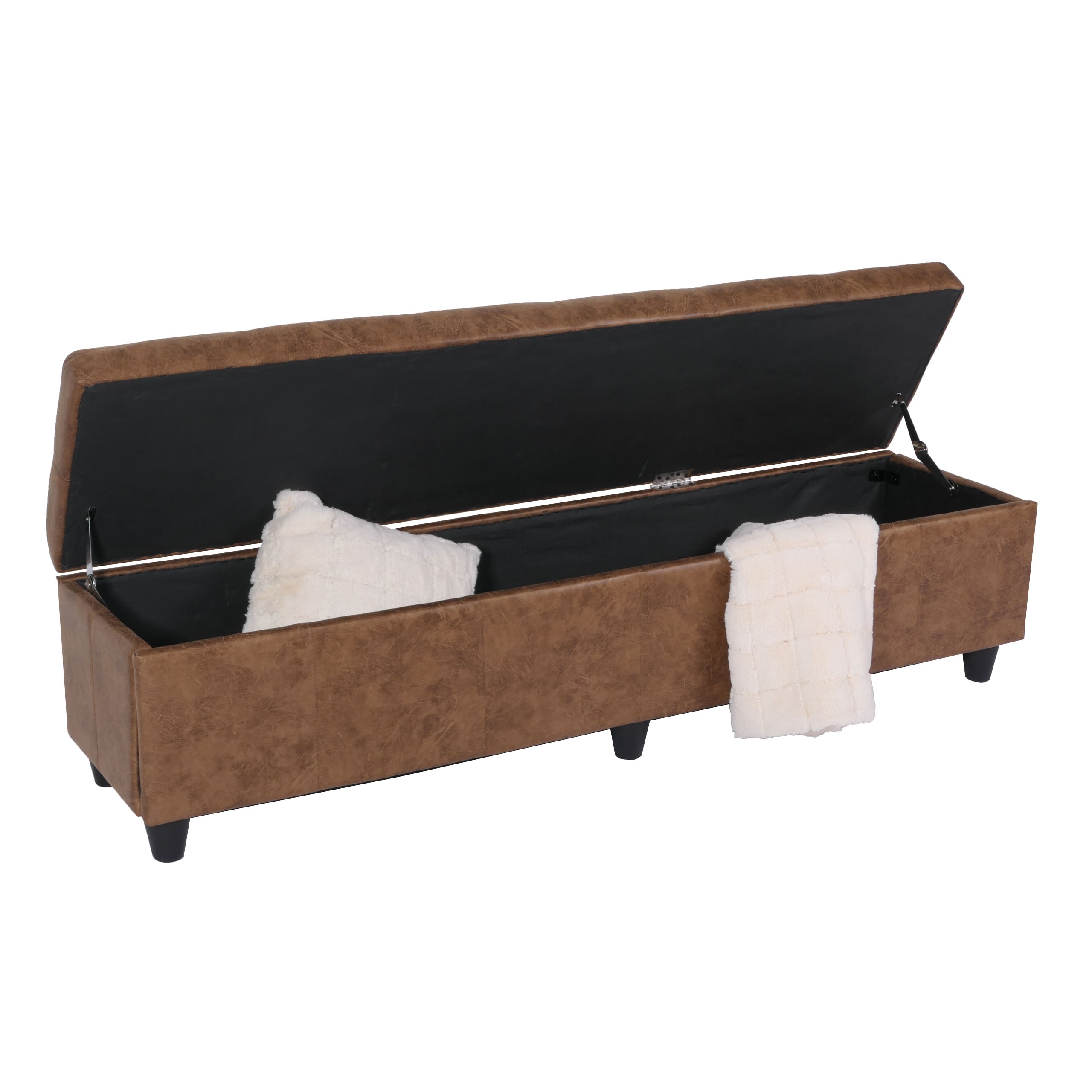 Aufbewahrungs-Truhe Sitzbank Bank Kriens XXL, Stoff/Textil, 180x45x45cm ~ Wildlederimitat 