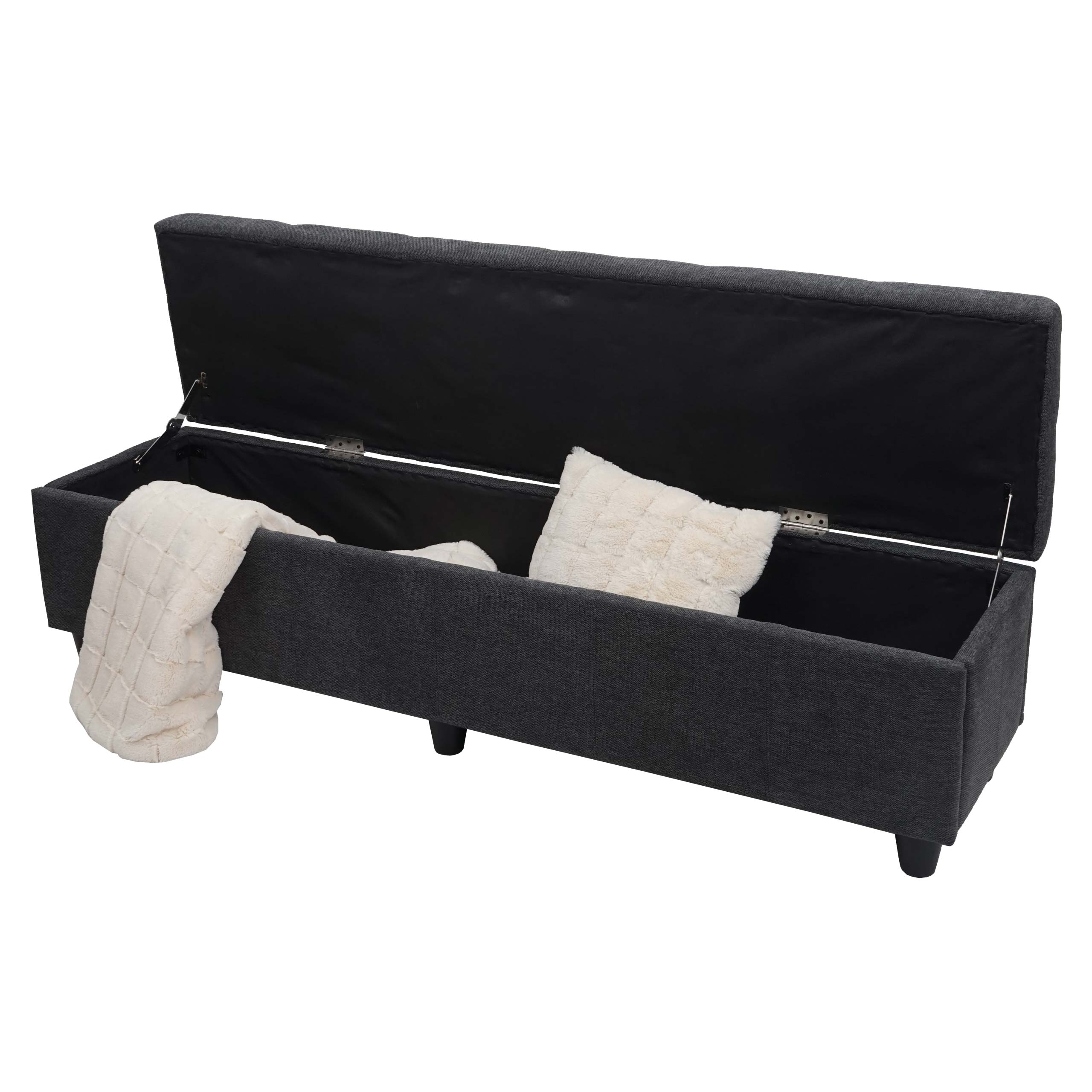 Aufbewahrungs-Truhe Kriens XXL, Sitzbank Bank, Stoff/Textil, 45x180x45cm ~ dunkelgrau 