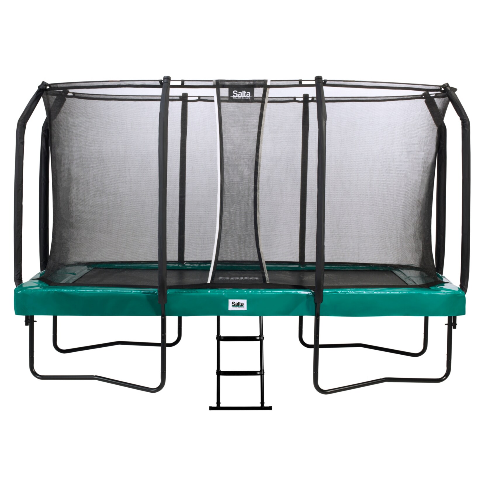 Salta First Class - rechteckig 244x427 cm- Schutzrand - Komplettsystem mit hochwertigem Sicherheitsnetz und Leiter gr&uuml;n 