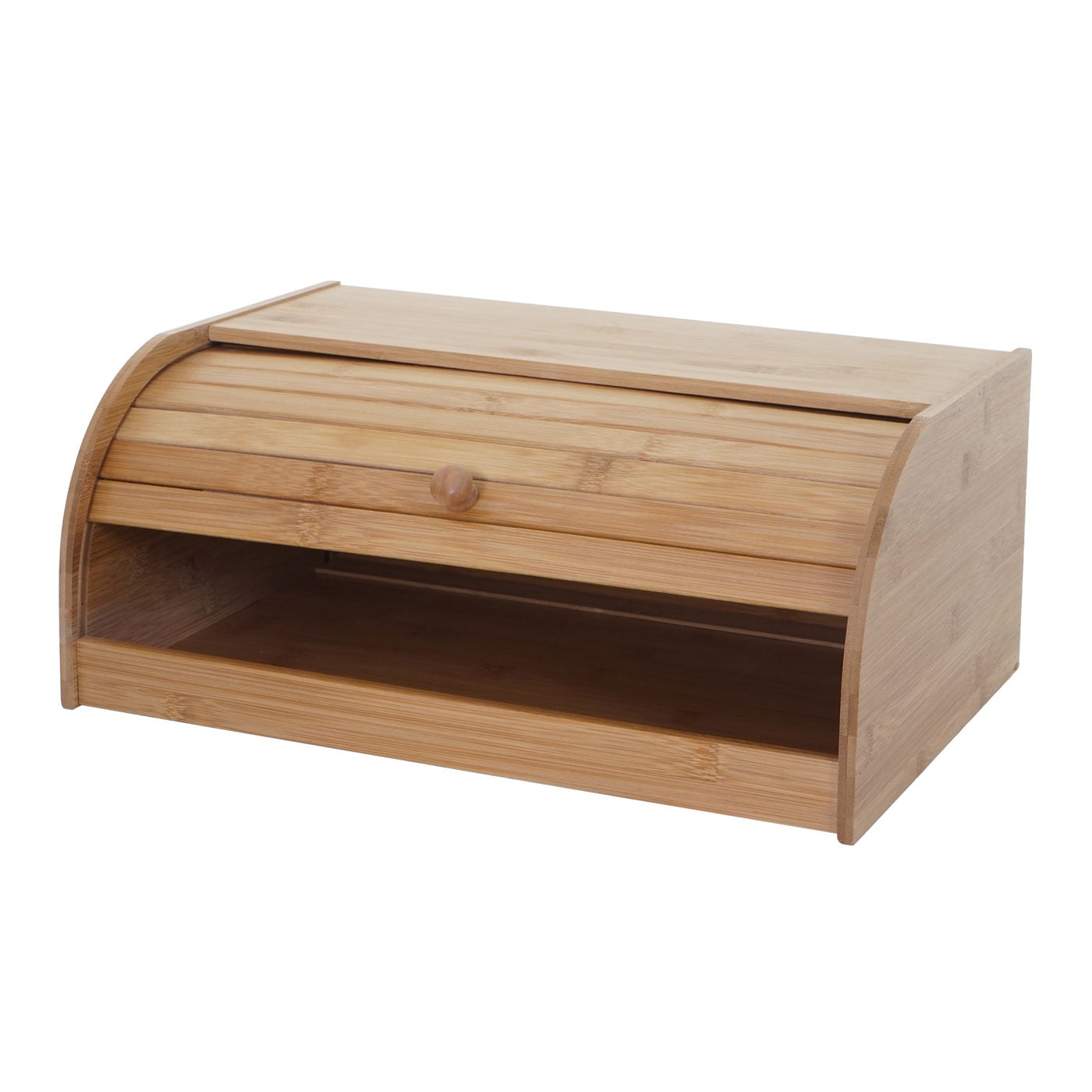 Brotkasten MCW-B80, Brotkiste Brotbeh&auml;lter Brotkorb Brotaufbewahrung, Bambus Rolldeckel ~ 17x40x28cm, ohne Schublade 