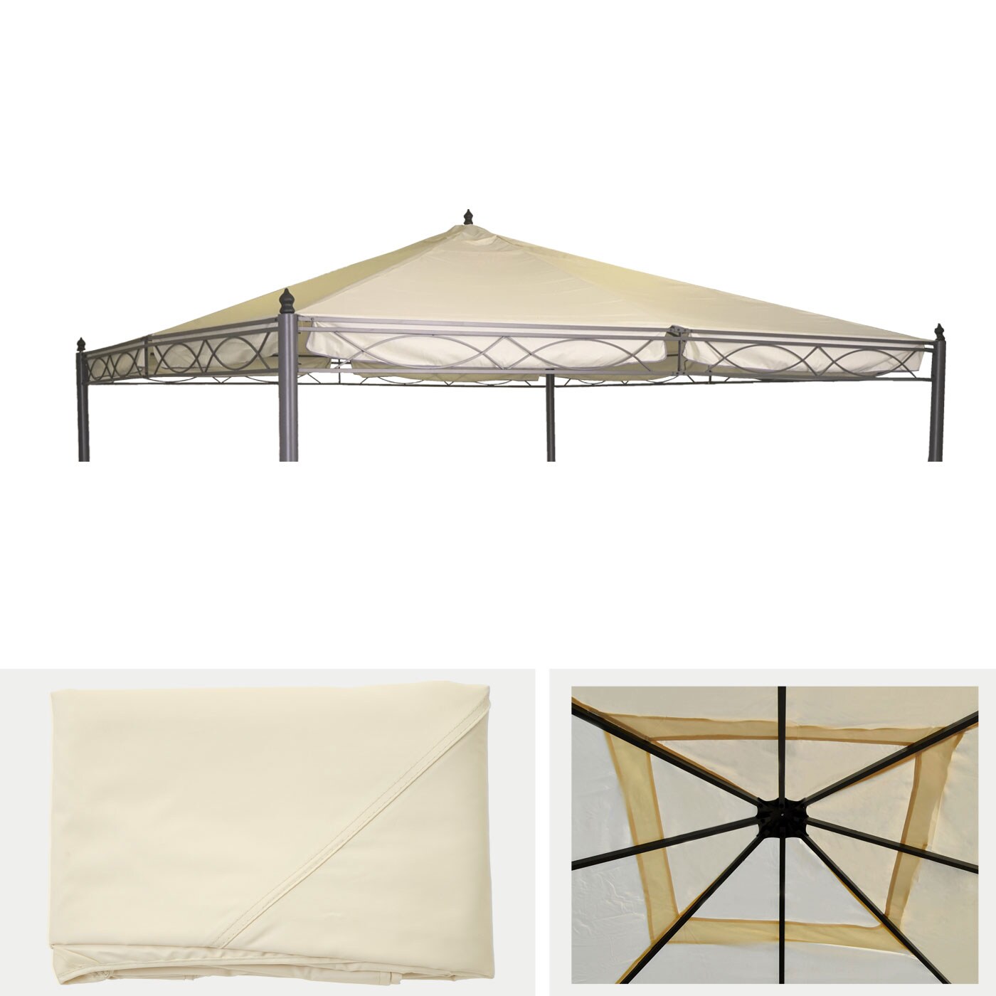 Ersatzbezug für Dach Pergola Pavillon Calpe 4x4m ~ creme