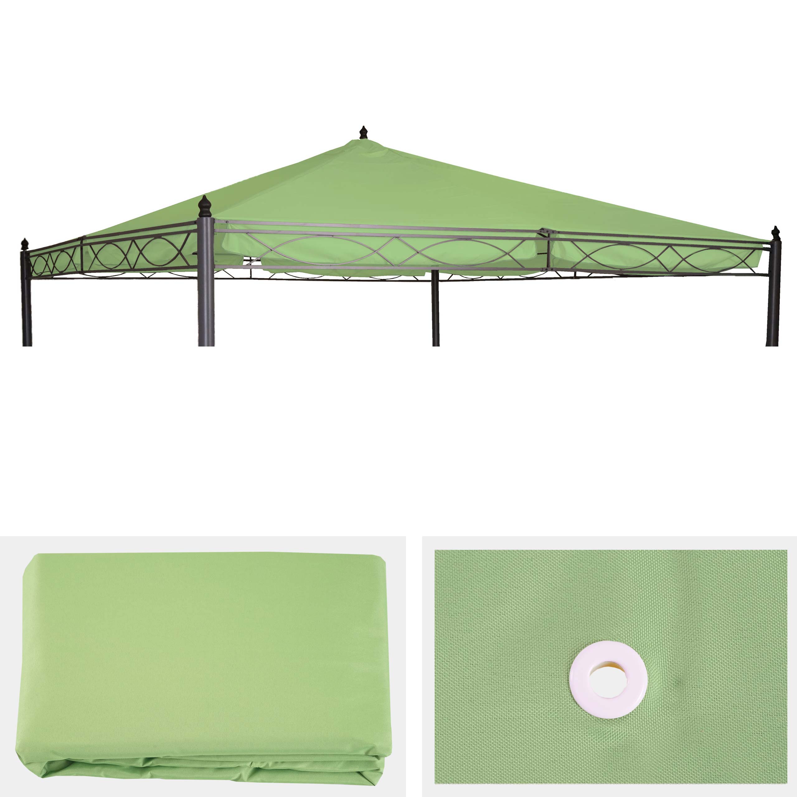 Ersatzbezug f&uuml;r Dach Pergola Pavillon Calpe 4x4m ~ gr&uuml;n 